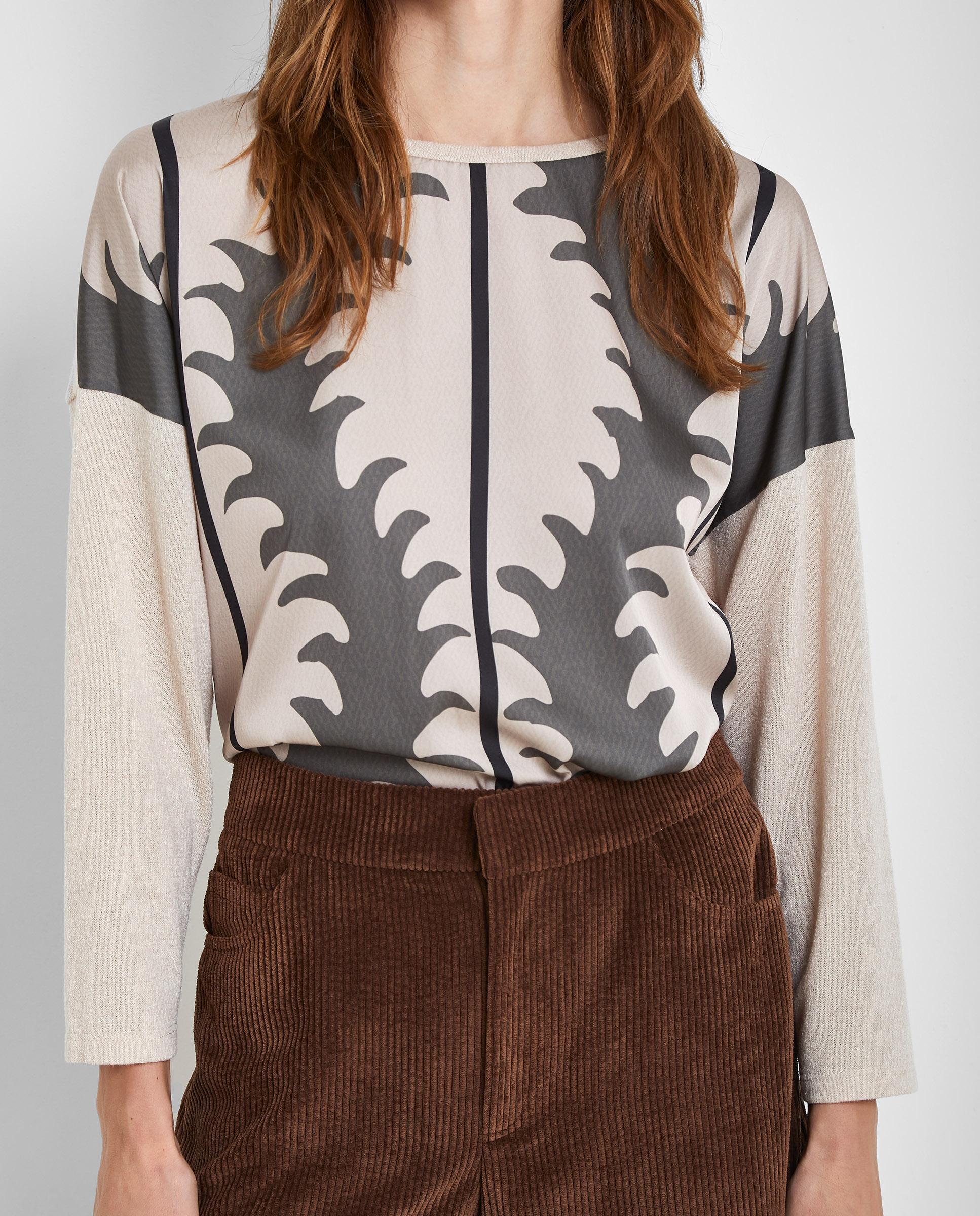 Camiseta de mujer de manga larga con estampado - Trucco - Beige Beige-3