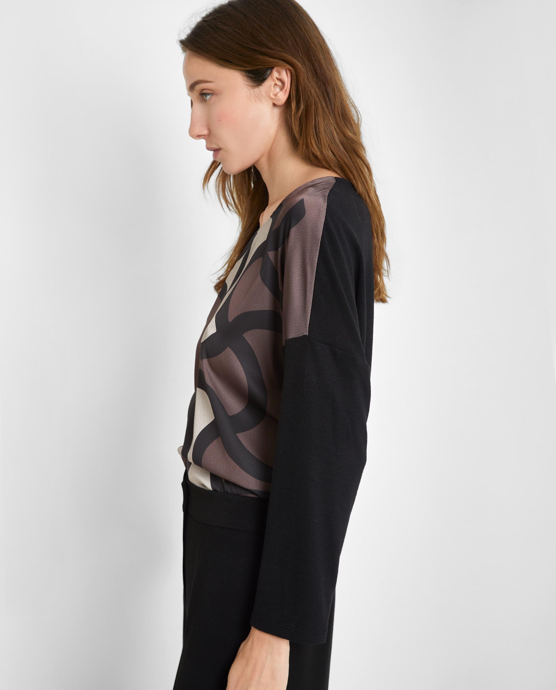 Camiseta de mujer con estampado y cuello redondo - Trucco - Negro Negro-4