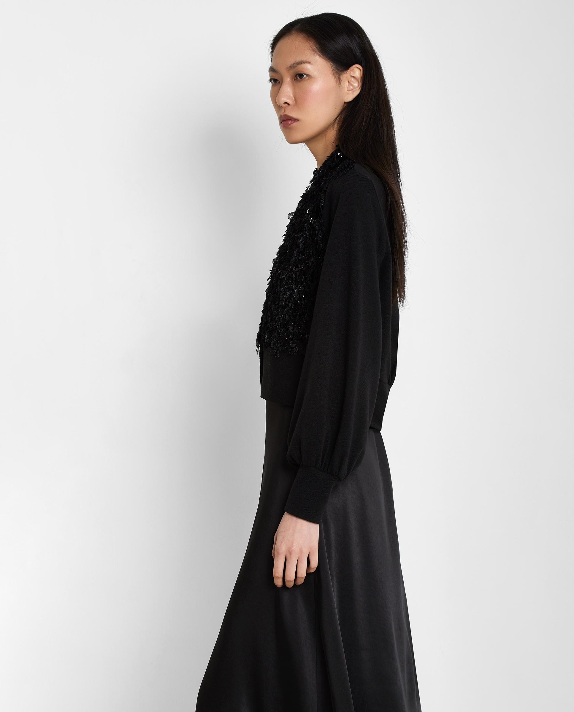 Cahqueta de mujer con detalle de pelo y lentejuelas - Trucco - Negro Negro-2