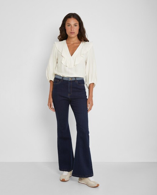 Imagen 0 de Vaquero campana de mujer con cintura contraste