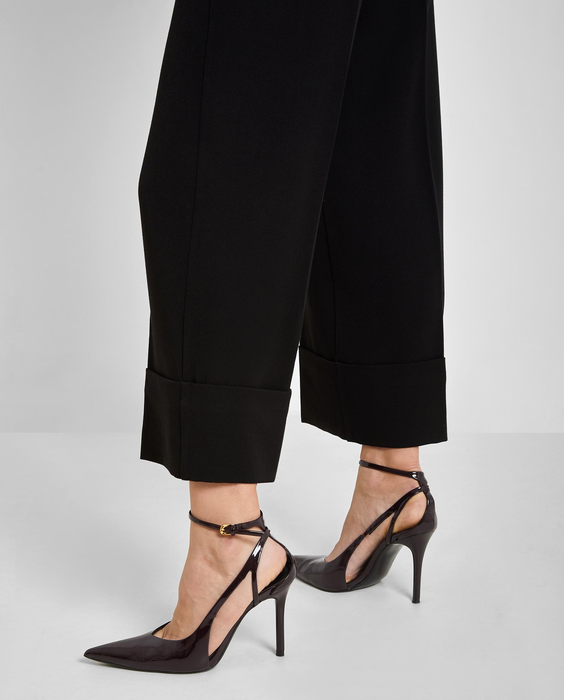 Pantalón ancho de mujer recortado con dobladillo - Trucco - Negro Negro-6