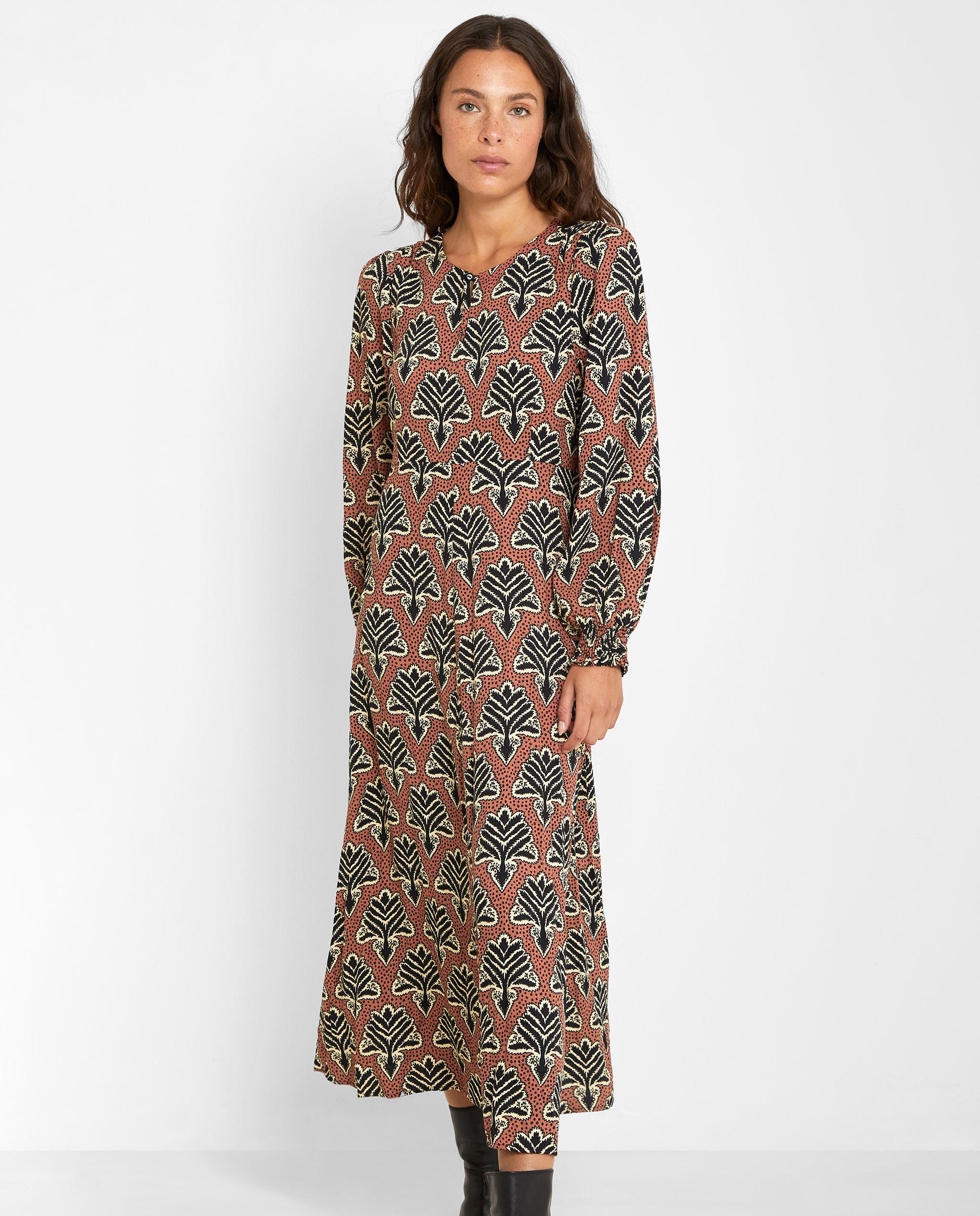Vestido midi de manga larga con estampado - Trucco - Multicolor Multicolor-3