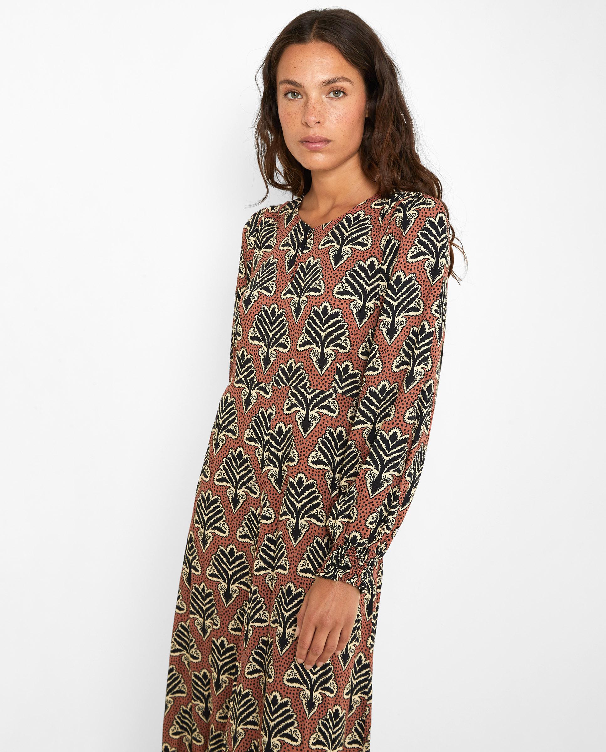 Vestido midi de manga larga con estampado - Trucco - Multicolor Multicolor-5