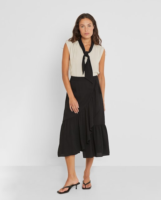 Imagen 0 de Falda midi cruzada con volantes