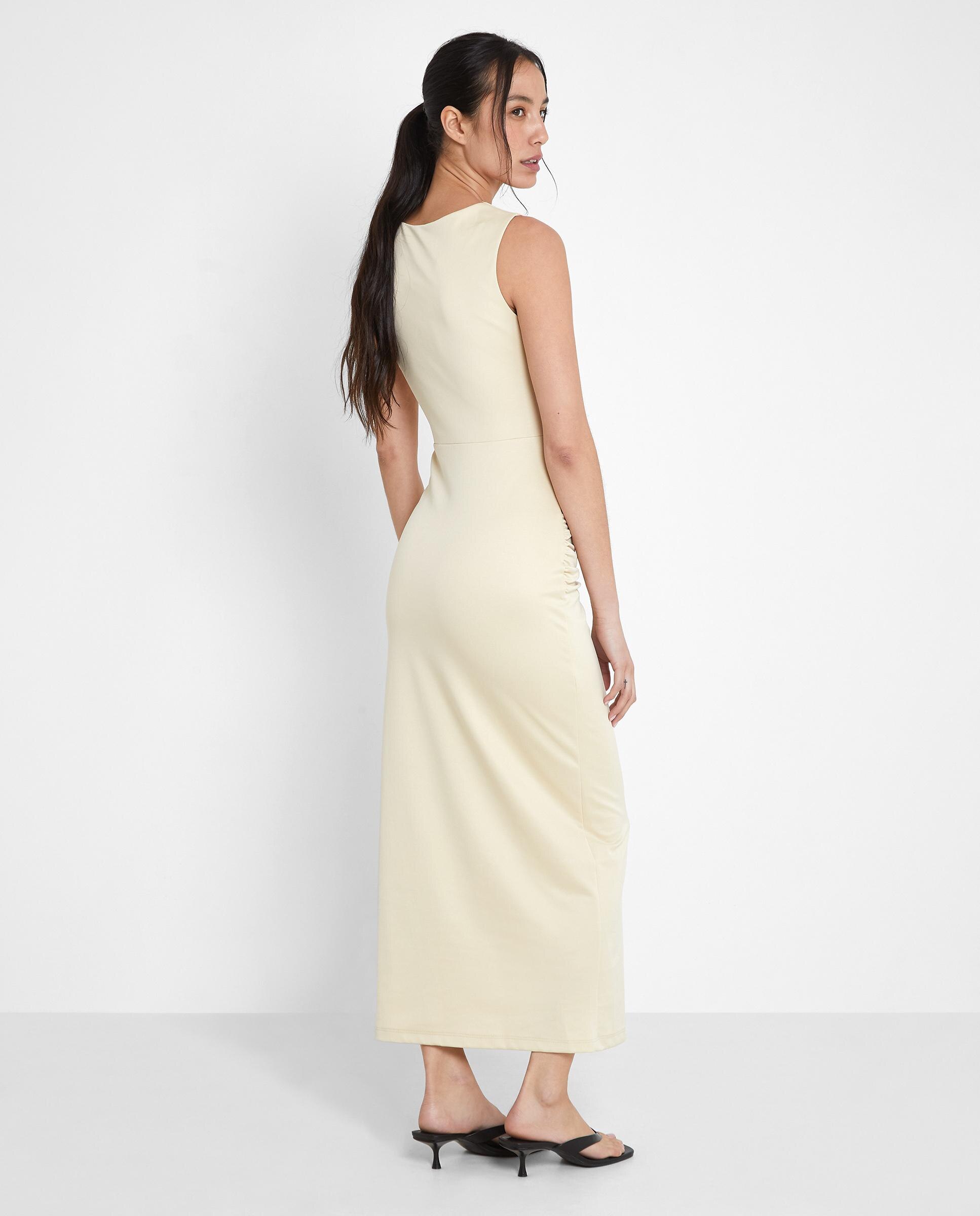 Vestido drapeado con cuello asimétrico - Trucco - Beige Beige-2