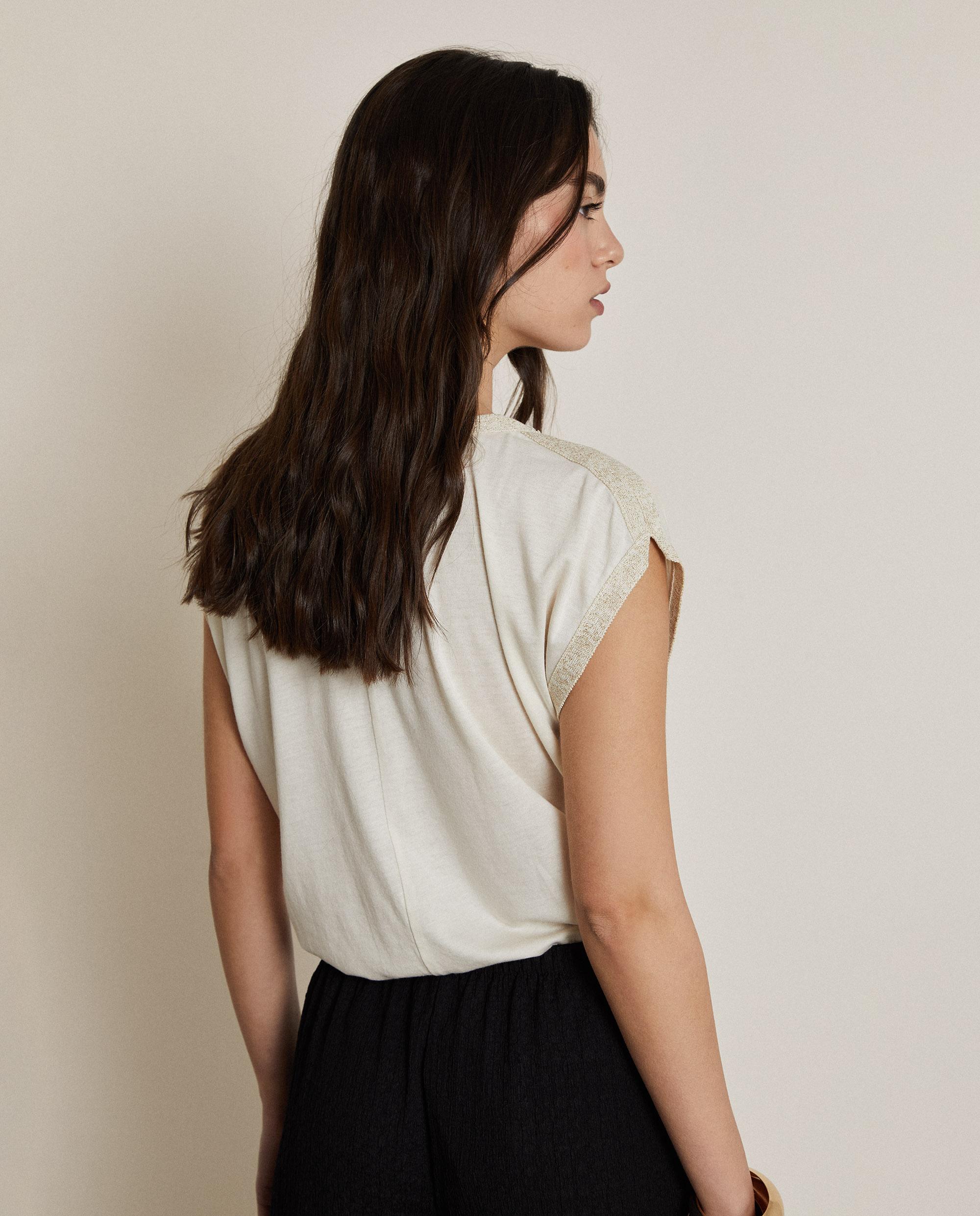 Camiseta de mujer 100% algodón con bordado en lurex - Trucco - Blanco Blanco-2