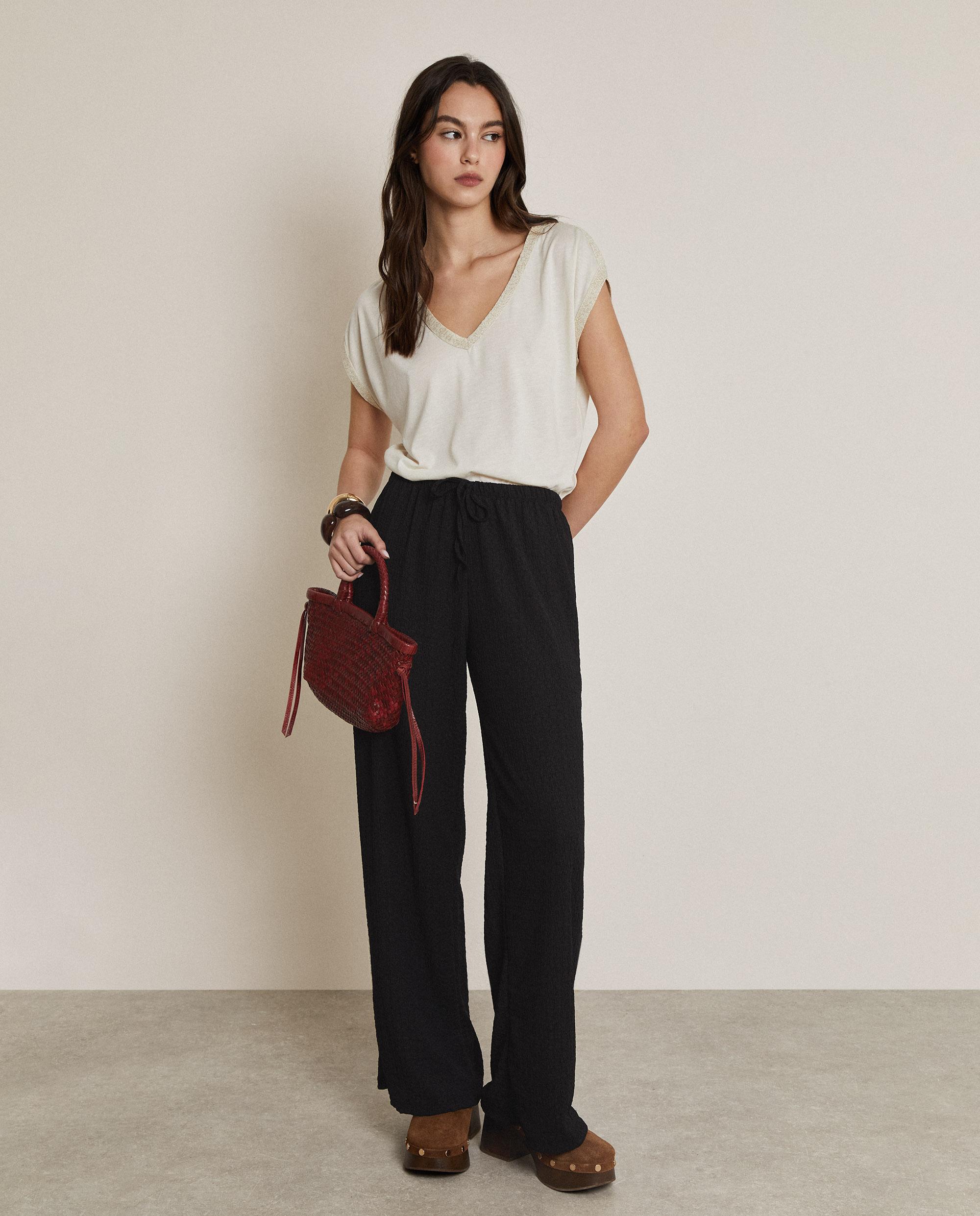 Camiseta de mujer 100% algodón con bordado en lurex - Trucco - Blanco Blanco-3