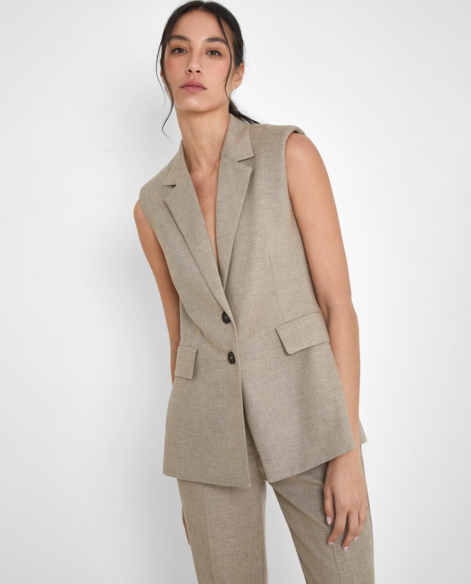 Chaleco de vestir de mujer largo con solapas · Trucco · El Corte - Main Image