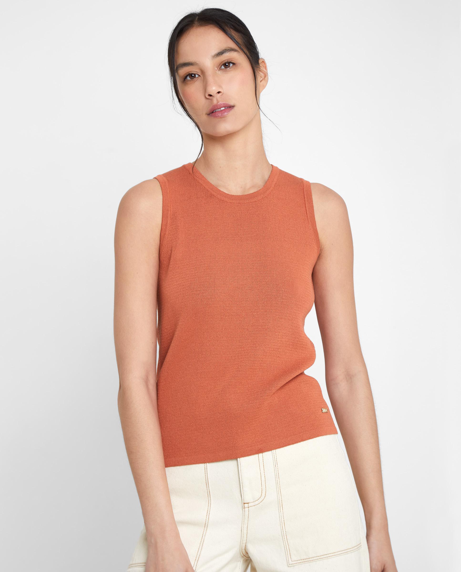 Top de mujer de punto sin mangas - Trucco - Marrón / Naranja Marrón / Naranja-1