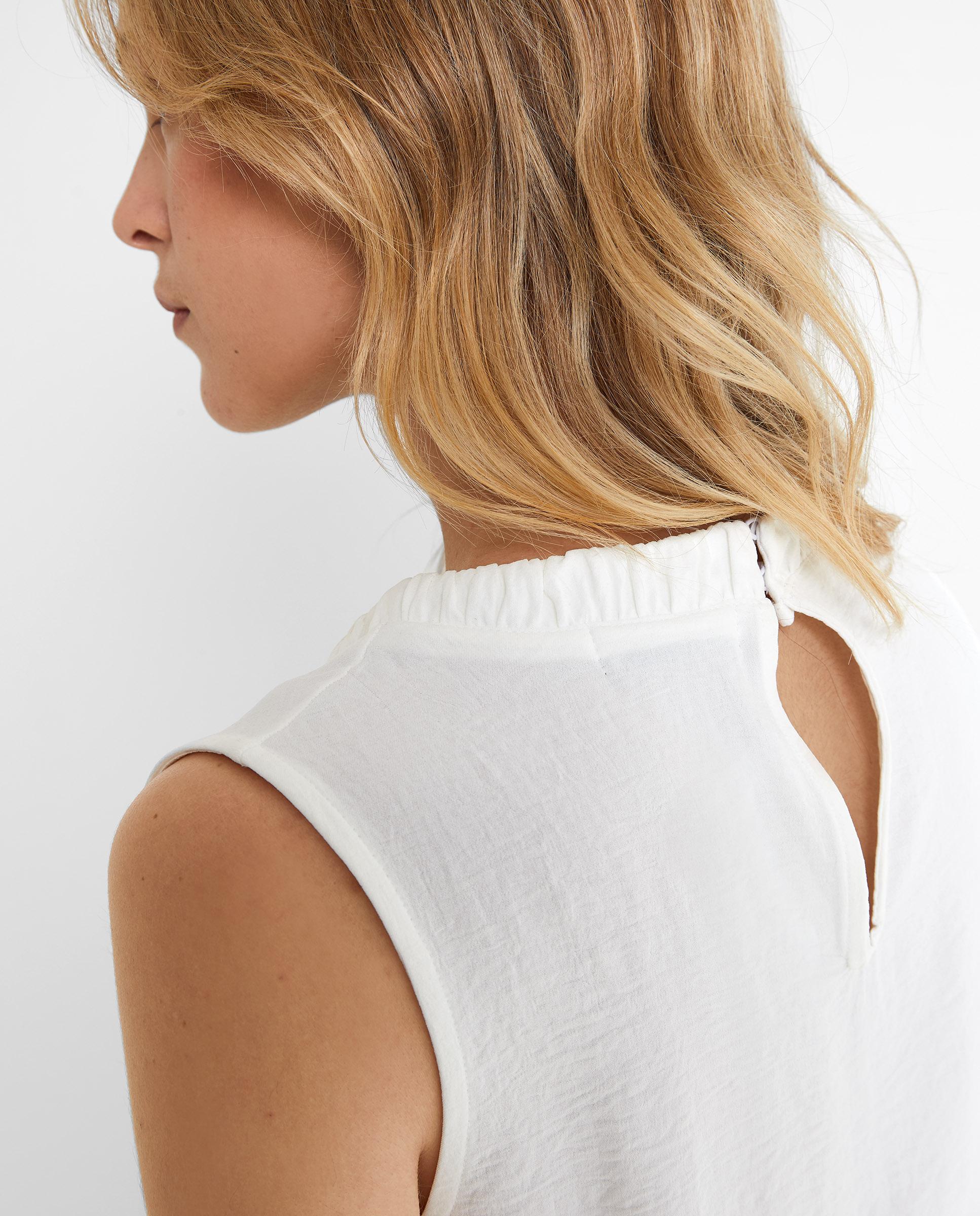 Blusa de mujer sin mangas con pizas - Trucco - Blanco Blanco-5