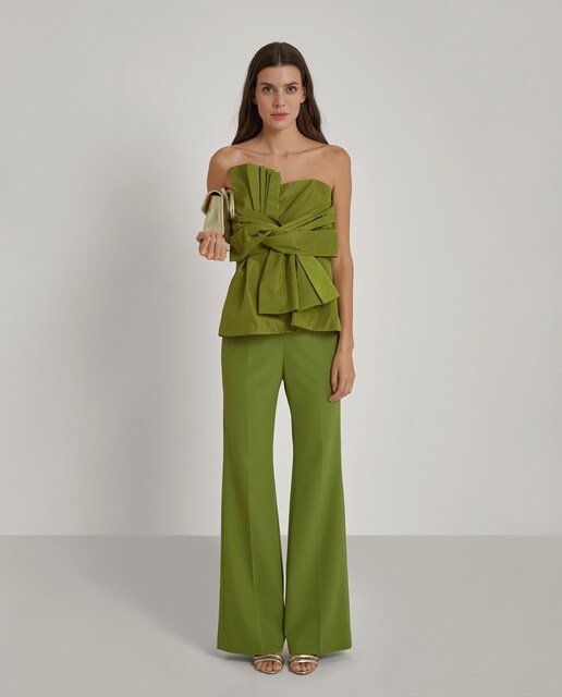 Imagen 0 de Pantalón palazzo de mujer con bajo acampanado con cremallera lateral