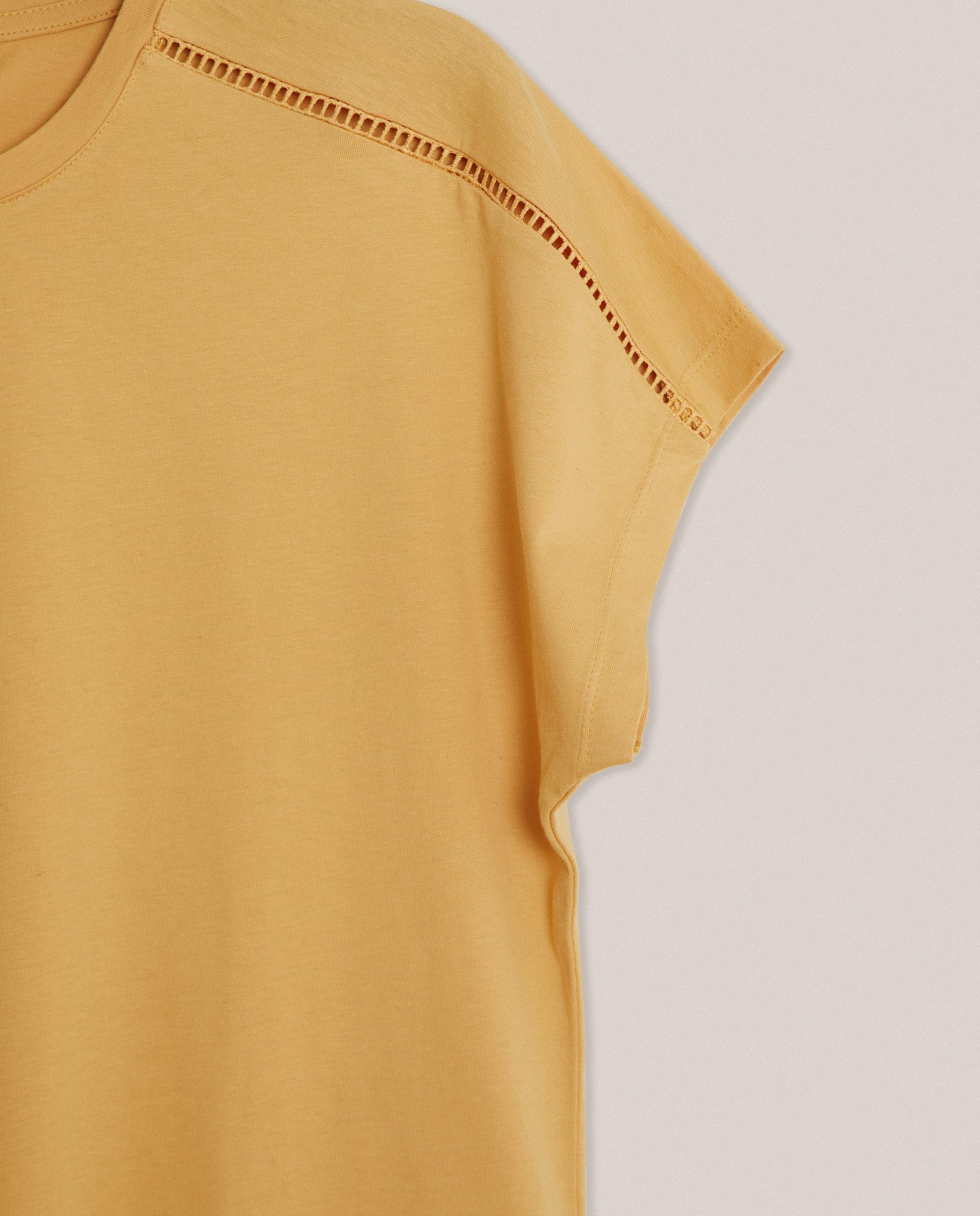 Camiseta de mujer 100% algodón con calado en los hombros - Trucco - Amarillo Mostaza-3
