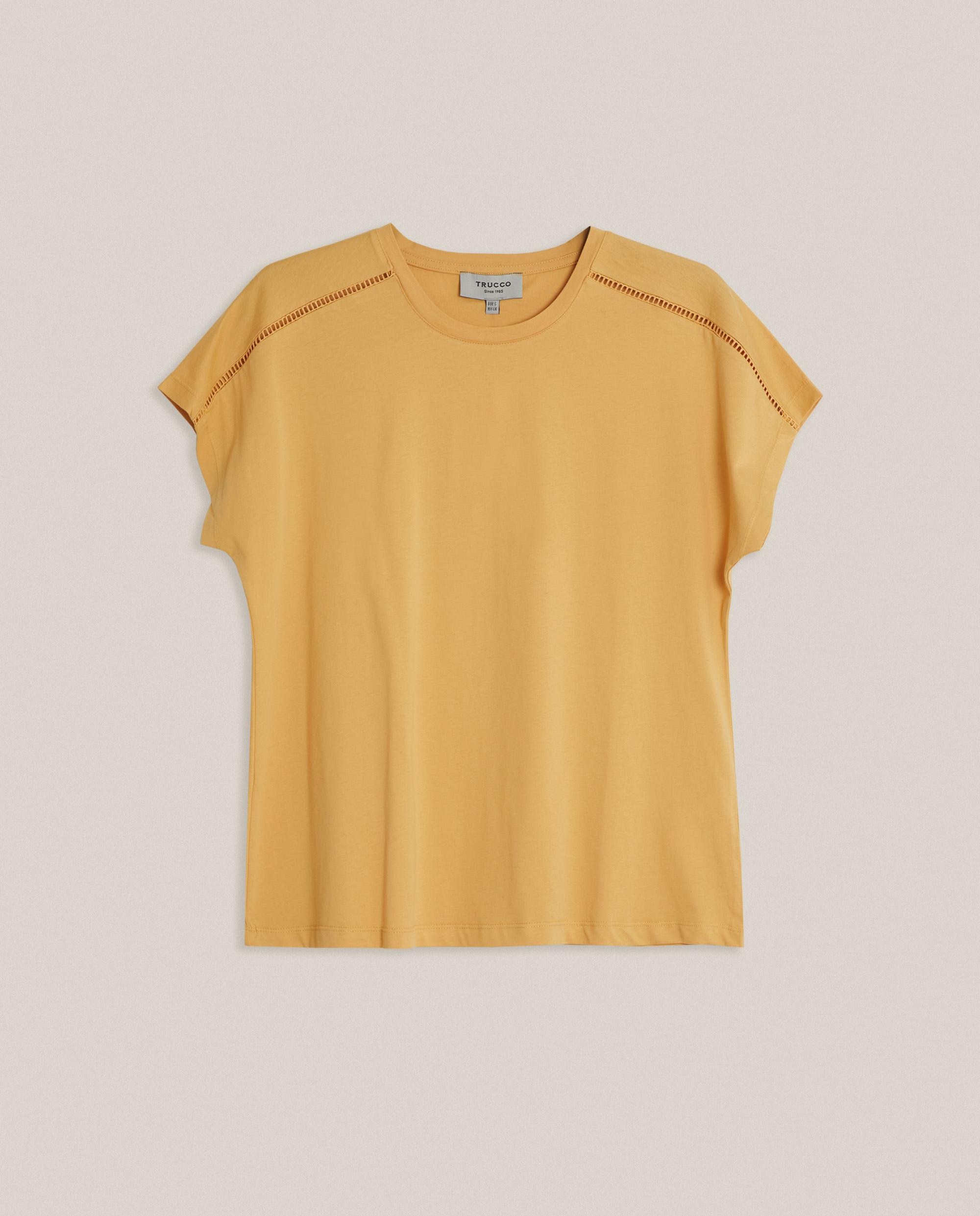 Camiseta de mujer 100% algodón con calado en los hombros - Trucco - Amarillo Mostaza-4