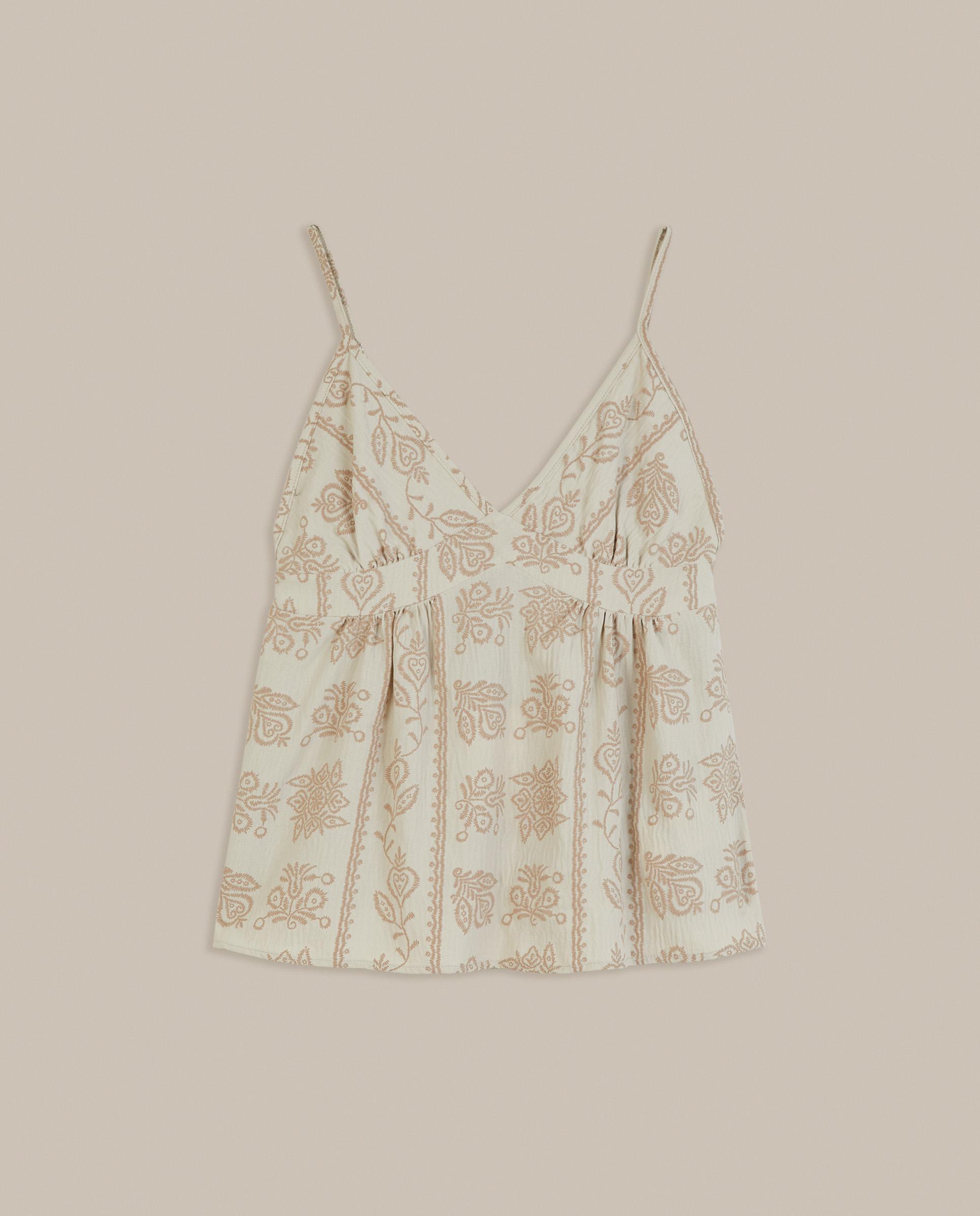 Top de mujer de tirantes con estampado - Trucco - Beige Beige-4