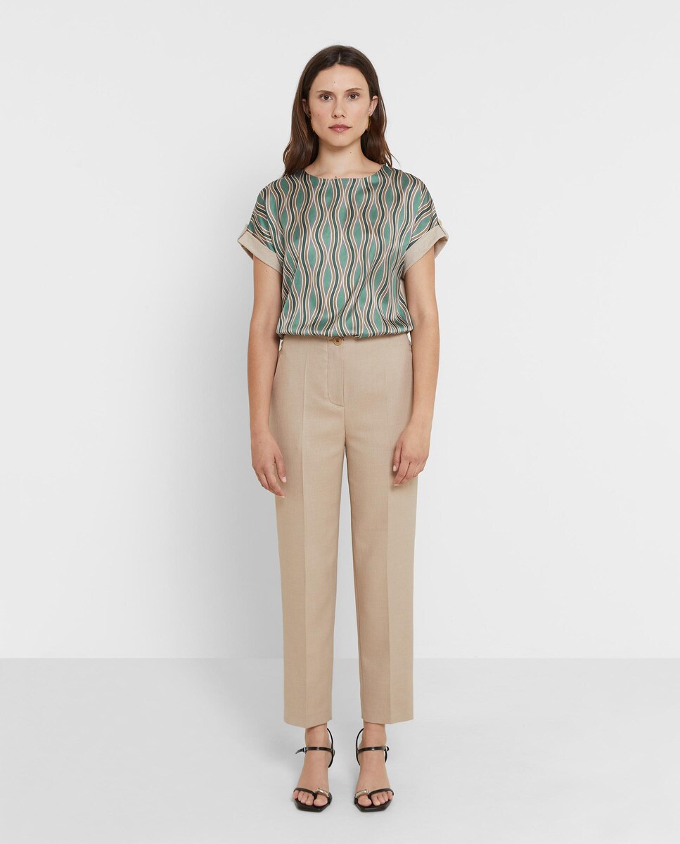 Pantalón recto de mujer de corte italiano de tiro alto · Trucco