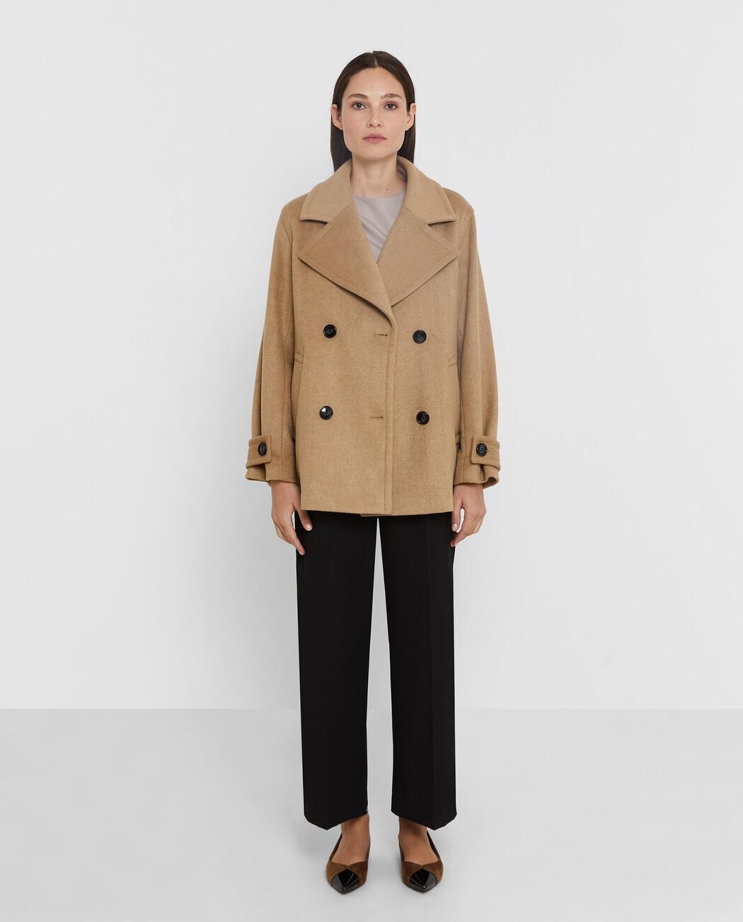 Abrigo de paño de mujer corto con cuello solapa - Trucco - Camel Camel-1