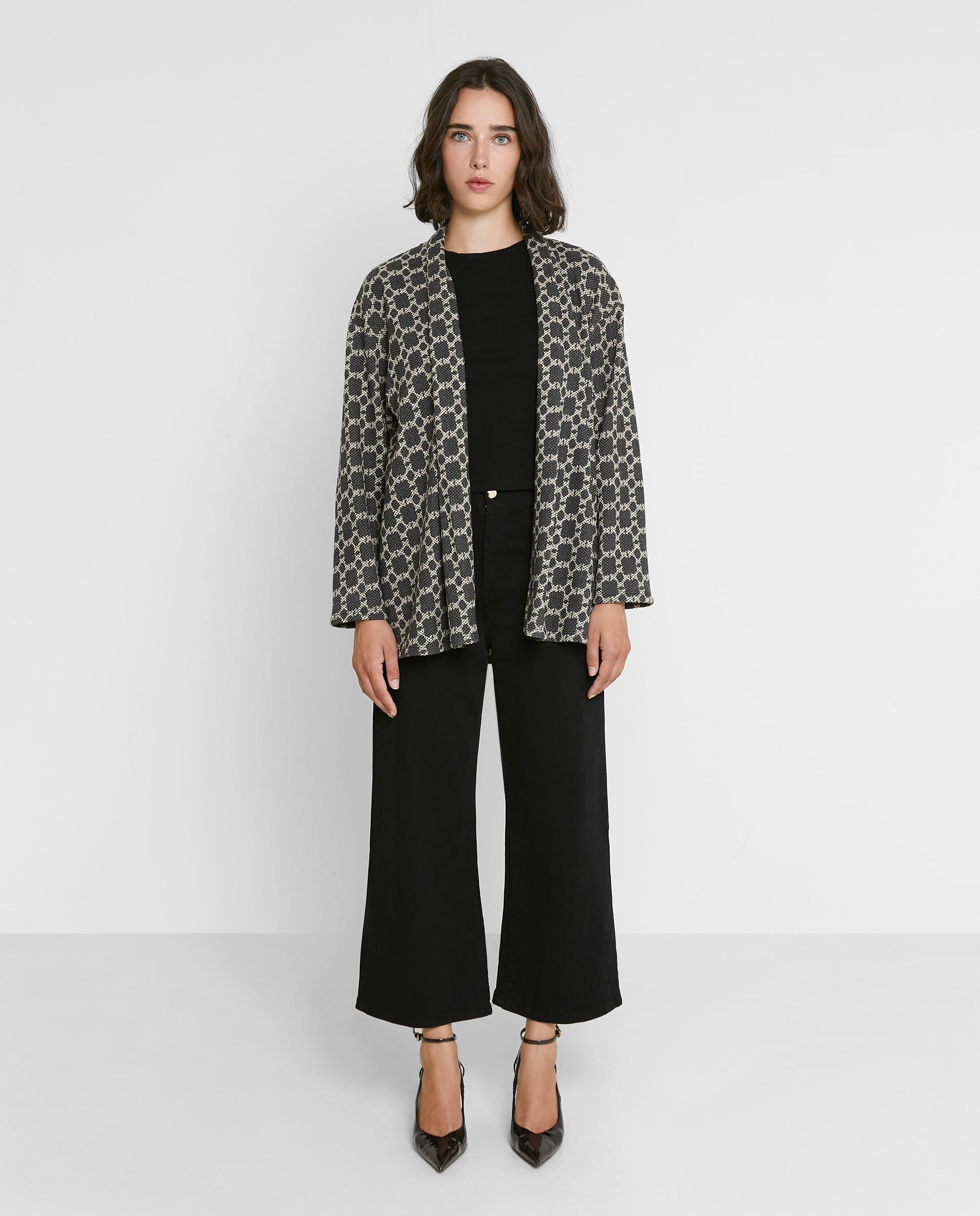 Imagen 0 de Chaqueta de mujer de punto estampada Gris oscuro