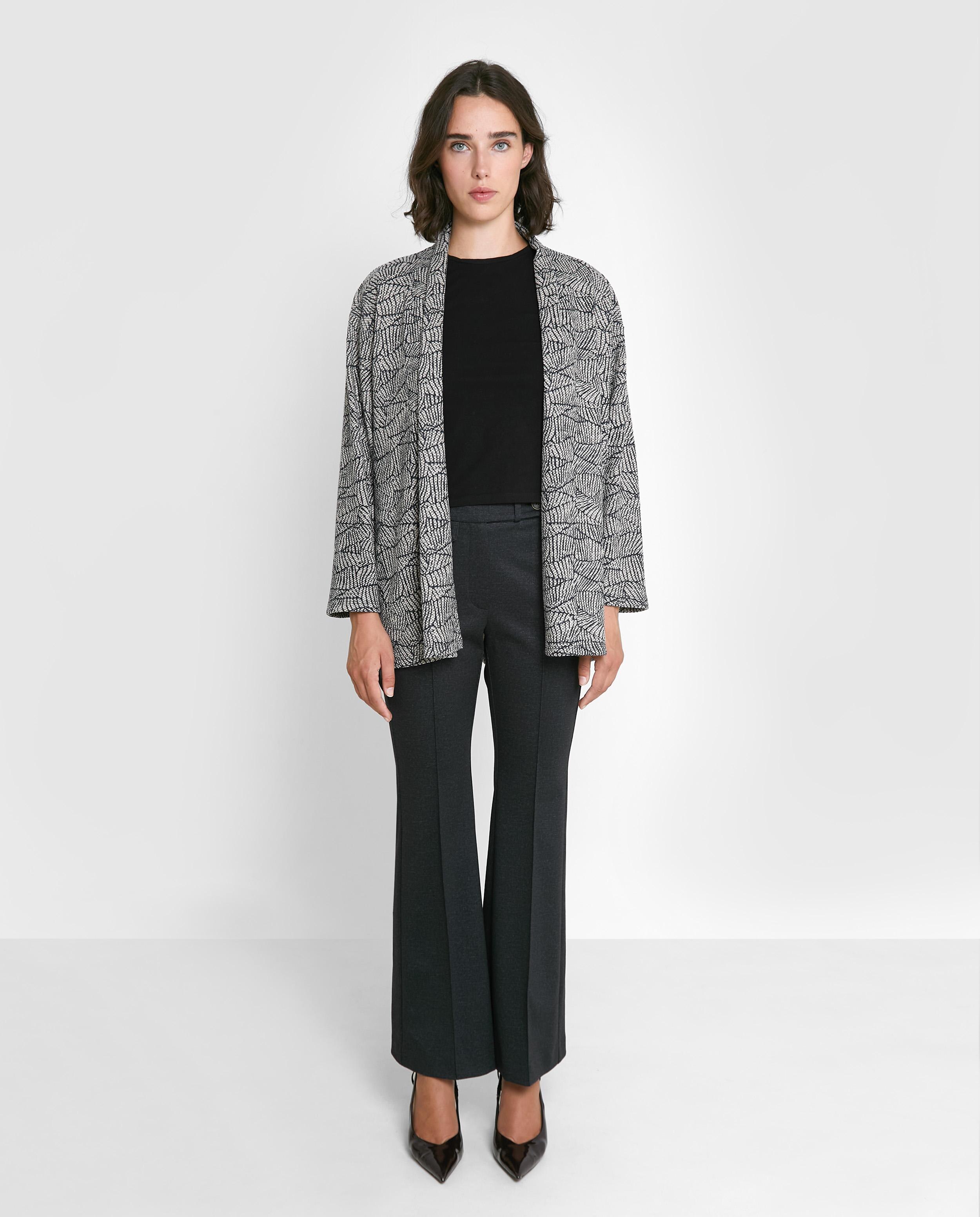 Chaqueta de mujer abierta de punto - Trucco - Gris oscuro Gris oscuro-1