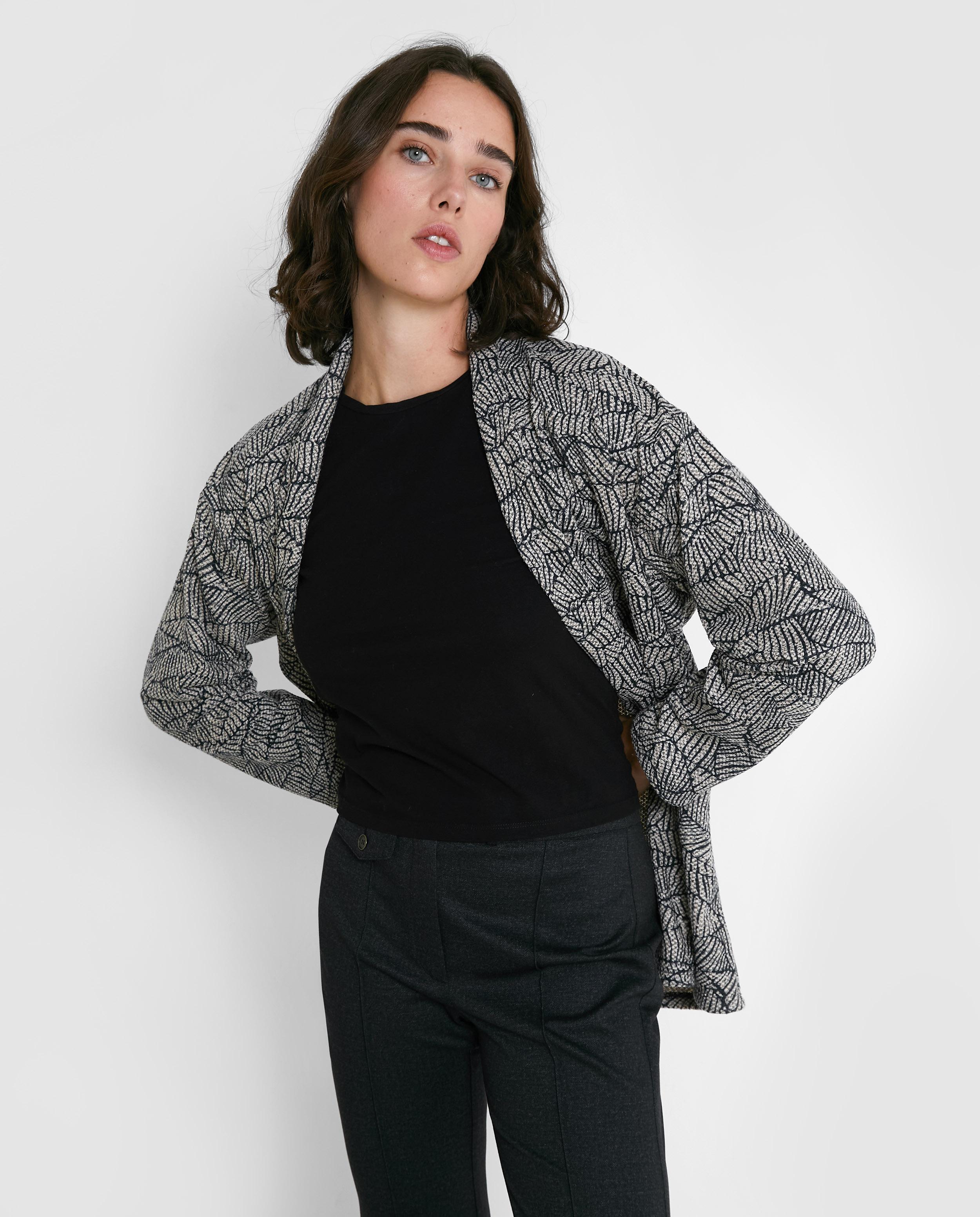 Chaqueta de mujer abierta de punto - Trucco - Gris oscuro Gris oscuro-4