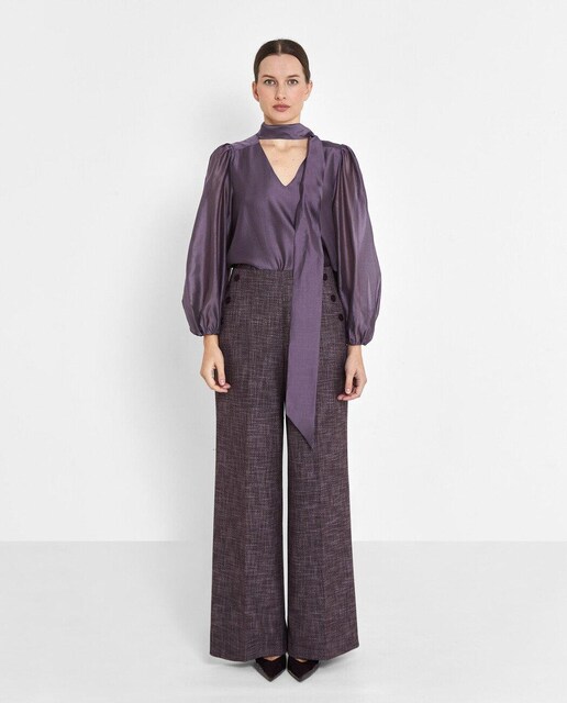 Imagen 0 de Pantalón de vestir de mujer de pernera ancha jaspeado