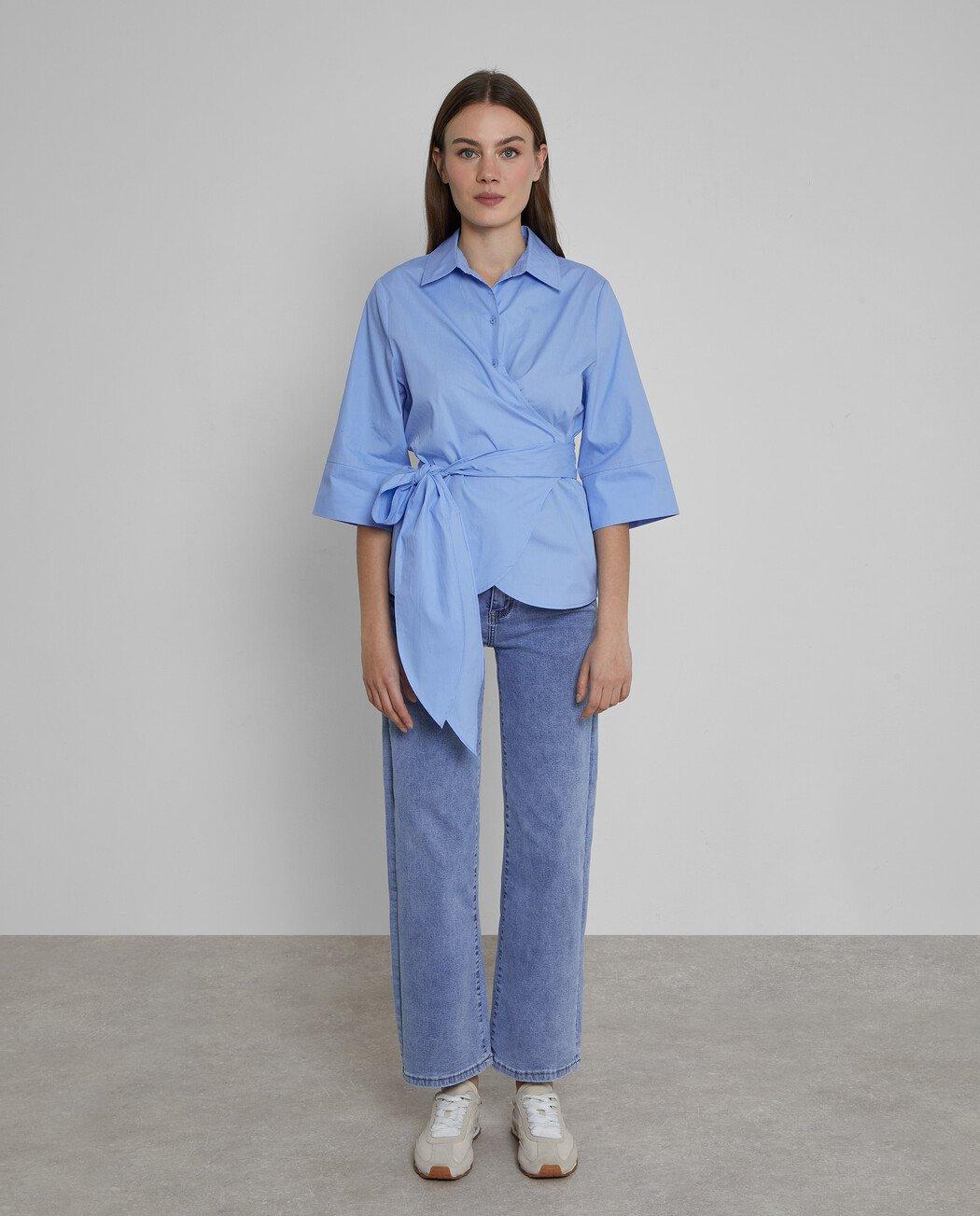 Trucco - Camisa de mujer 100% algodón con lazada lateral.