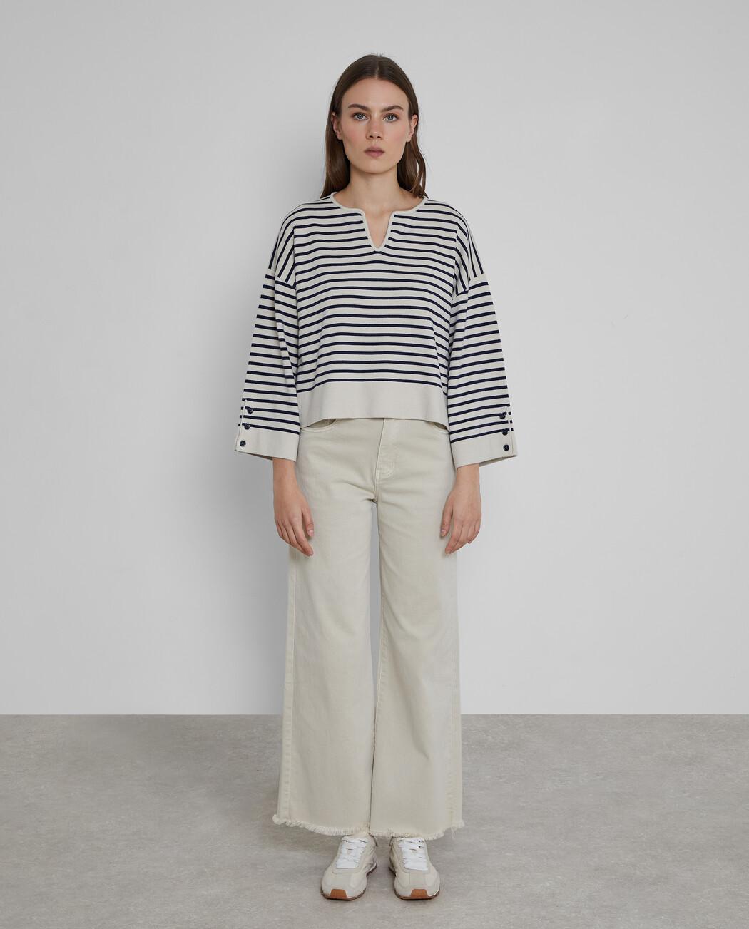 Jersey de mujer en punto con corte oversize - Trucco - Azul/Blanco Azul/Blanco-1