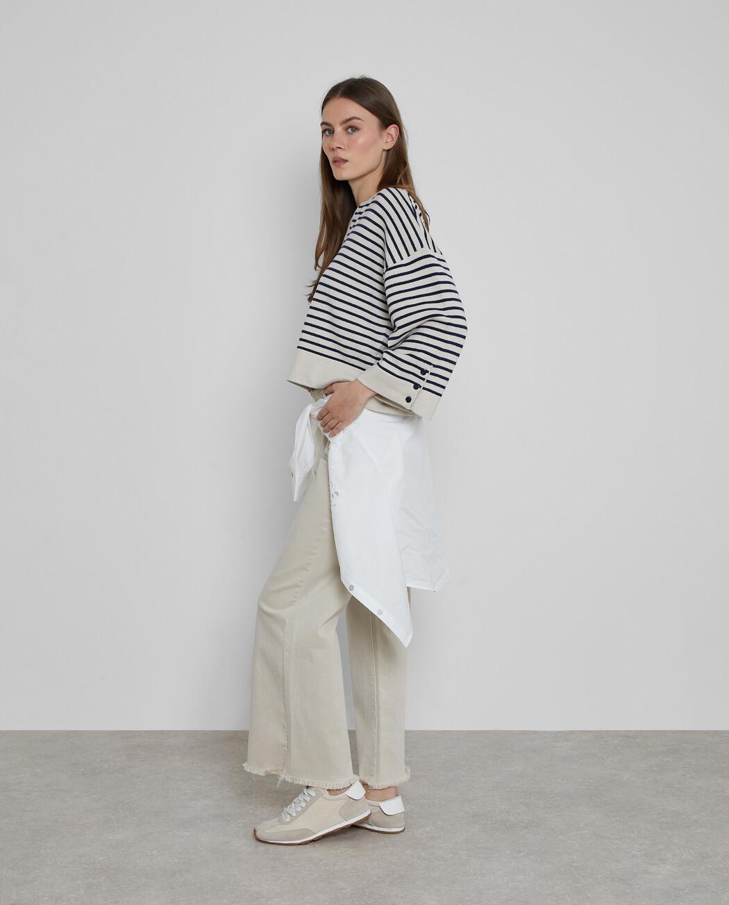Jersey de mujer en punto con corte oversize - Trucco - Azul/Blanco Azul/Blanco-2