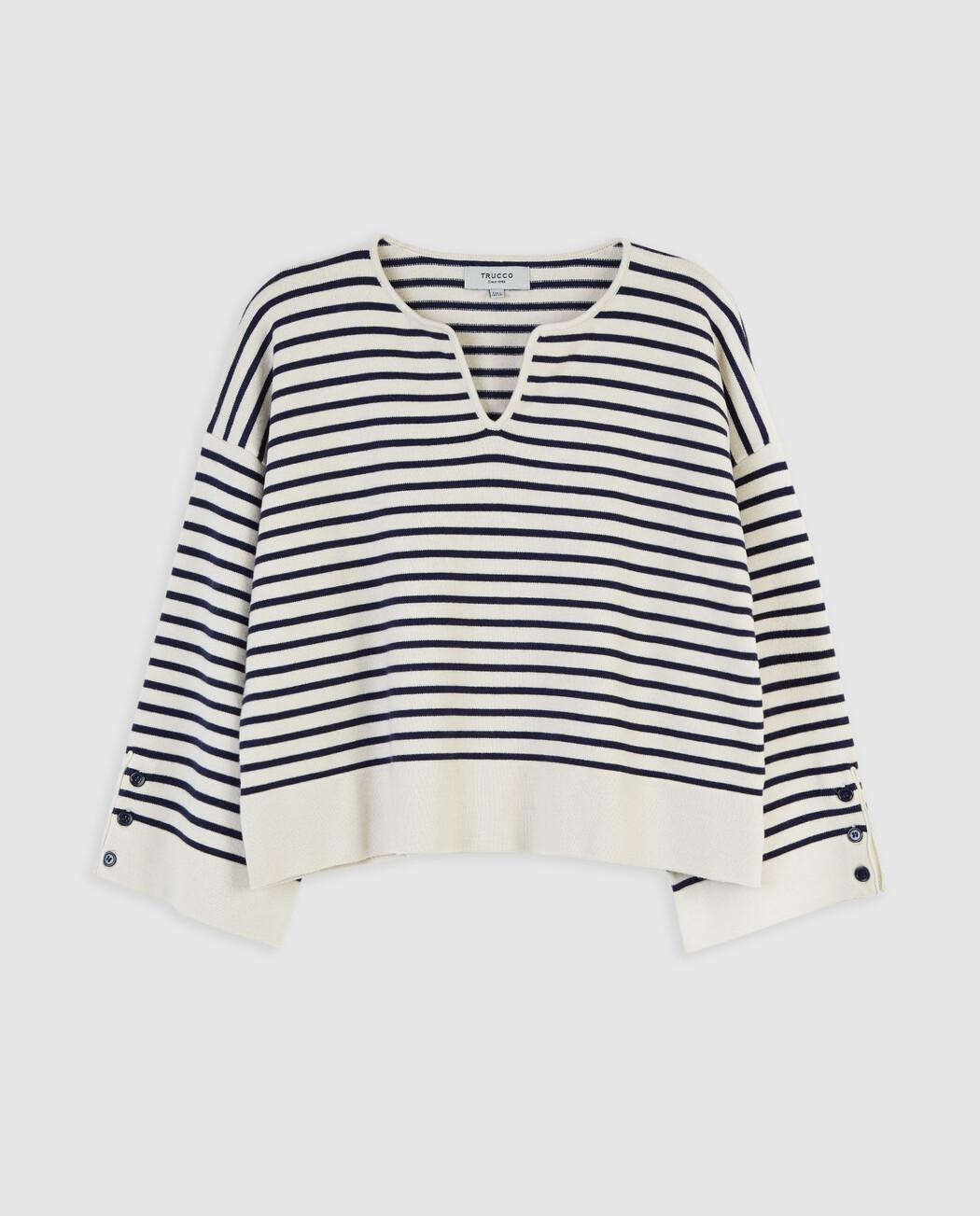 Jersey de mujer en punto con corte oversize - Trucco - Azul/Blanco Azul/Blanco-4