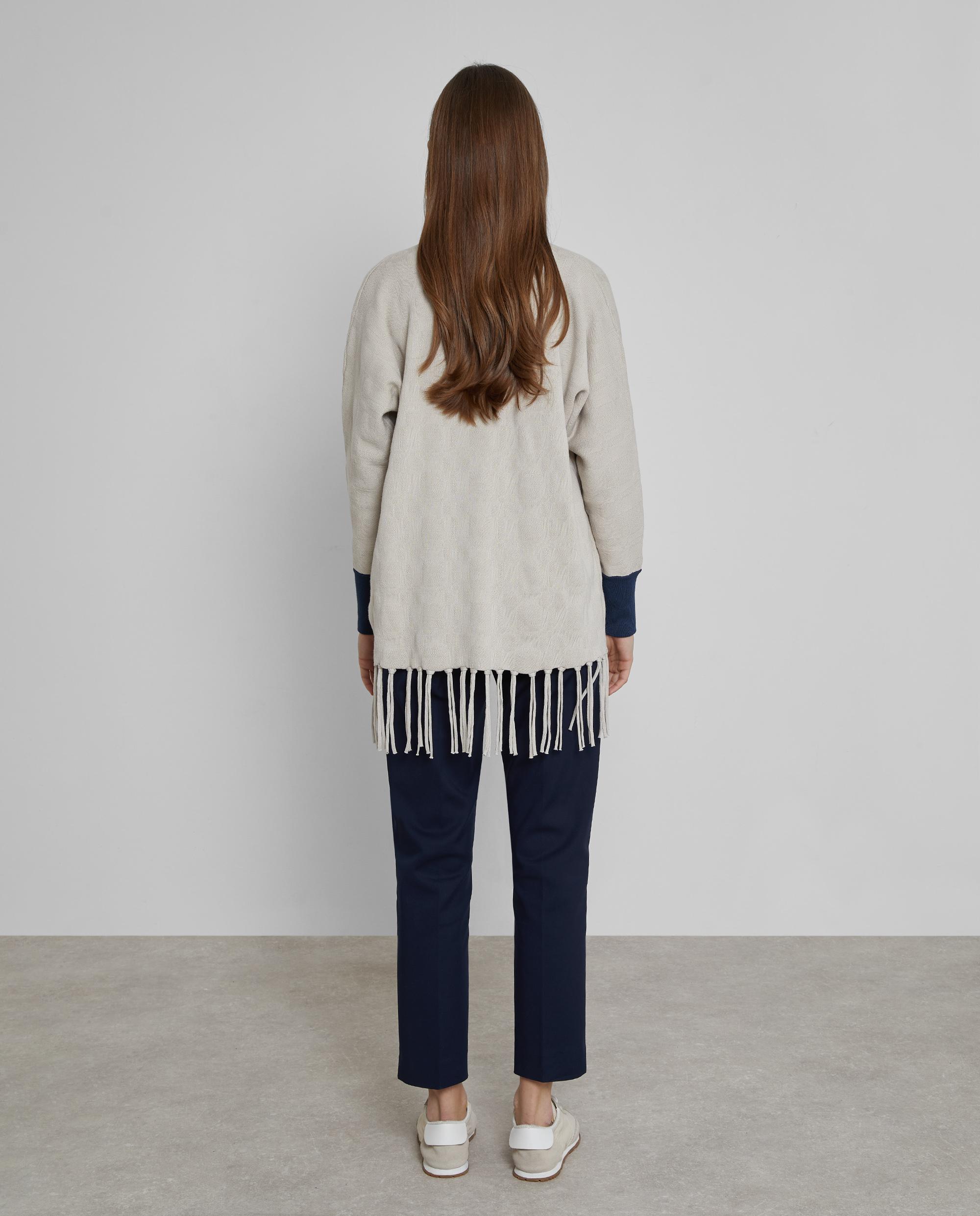 Chaqueta de mujer abierta con flecos - Trucco - Blanco roto Blanco roto-3