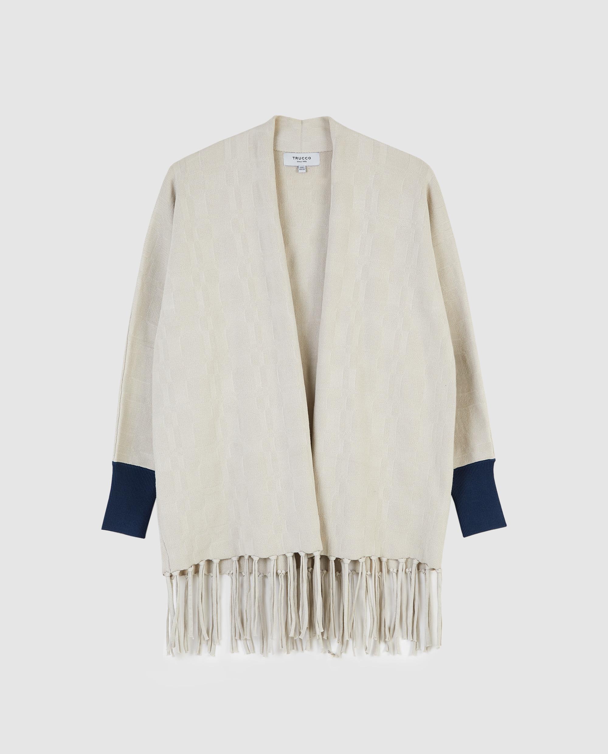 Chaqueta de mujer abierta con flecos - Trucco - Blanco roto Blanco roto-4