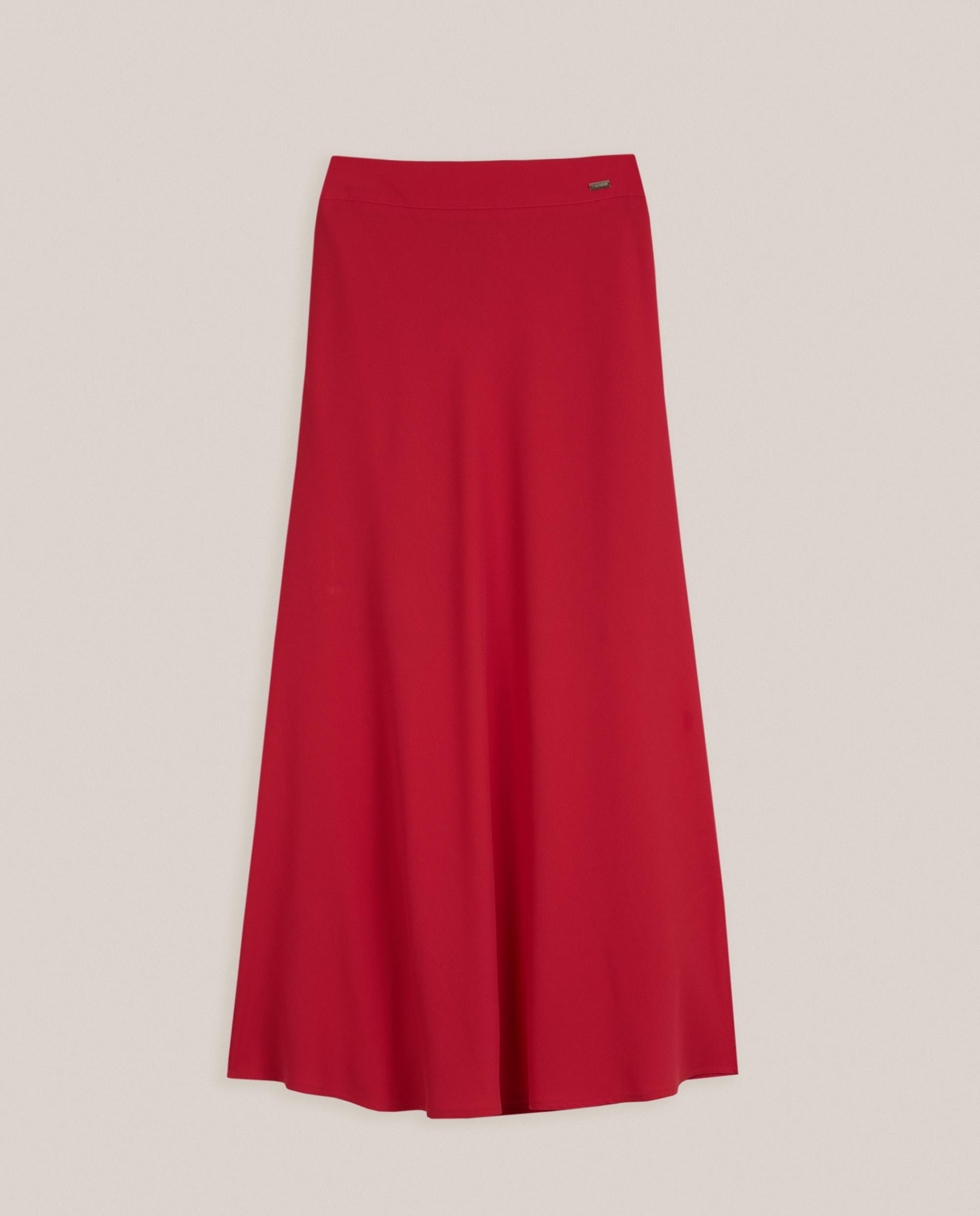 Falda larga de corte evasé con cintura elástica - Trucco - Rojo Rojo-4