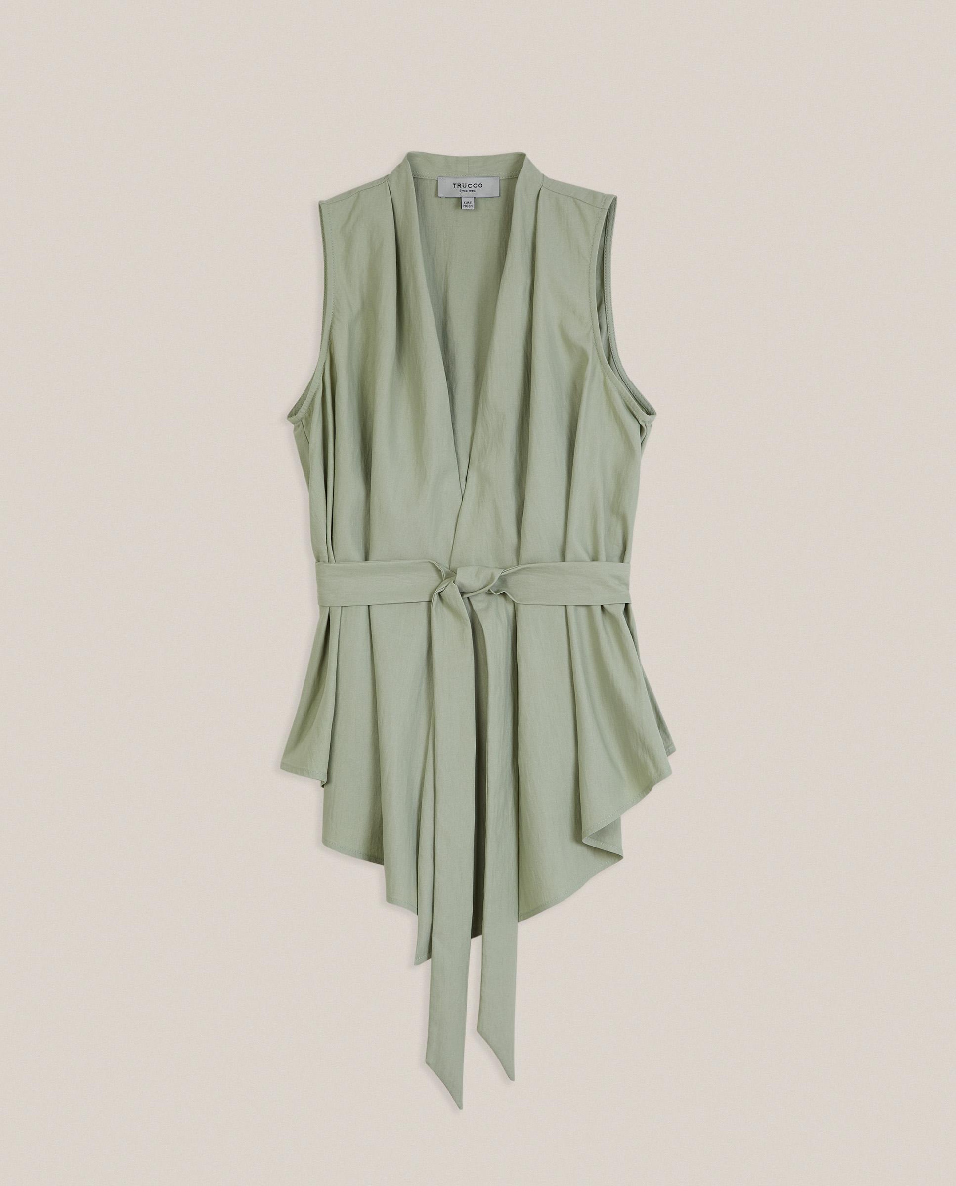 Blusa de mujer sin mangas con cinturón - Trucco - Verde anticuario Verde anticuario-4