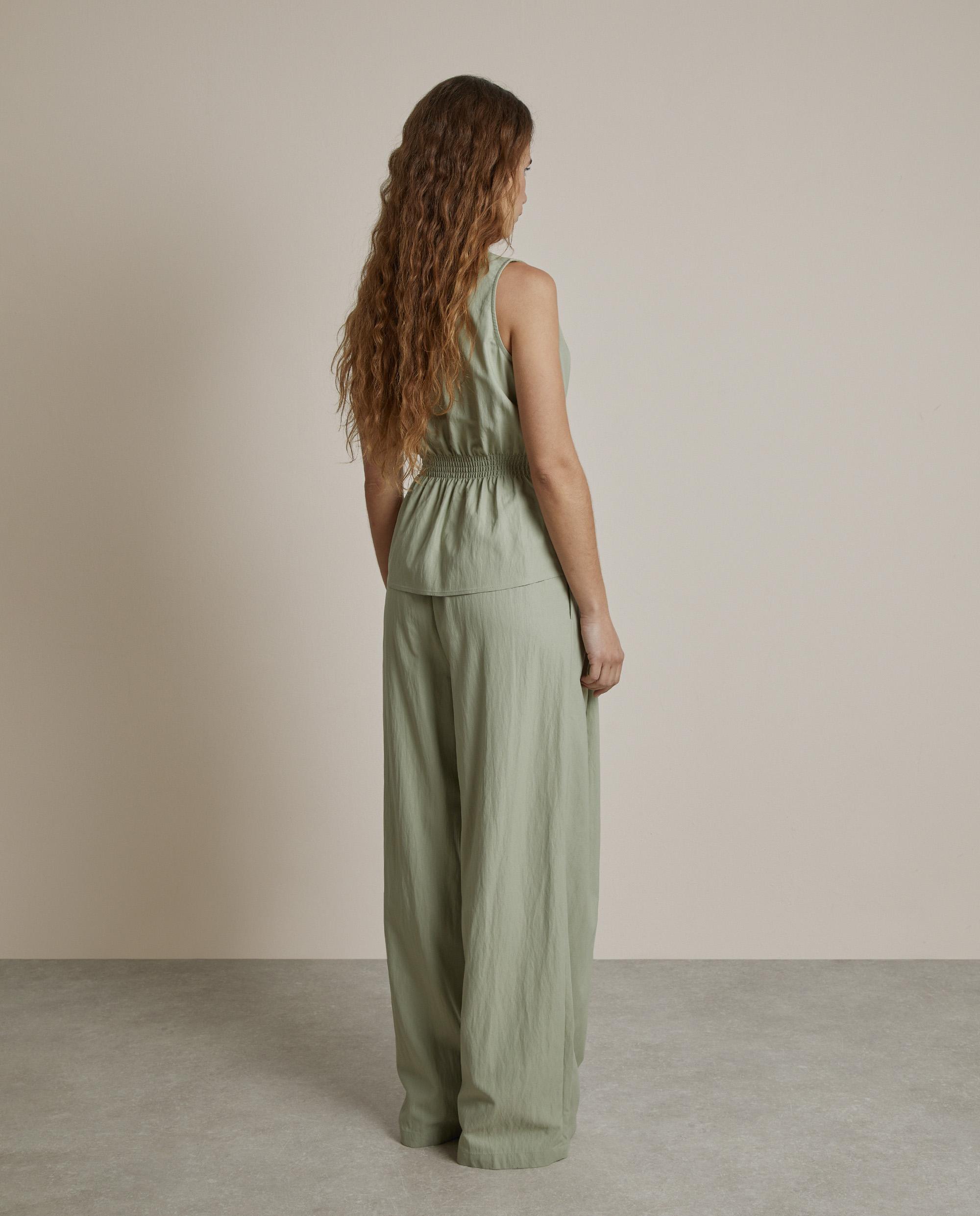 Pantalones anchos de mujer con pinzas - Trucco - Verde anticuario Verde anticuario-3