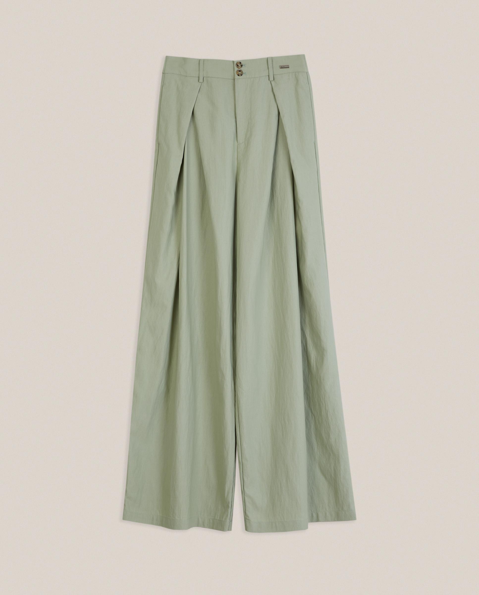 Pantalones anchos de mujer con pinzas - Trucco - Verde anticuario Verde anticuario-4