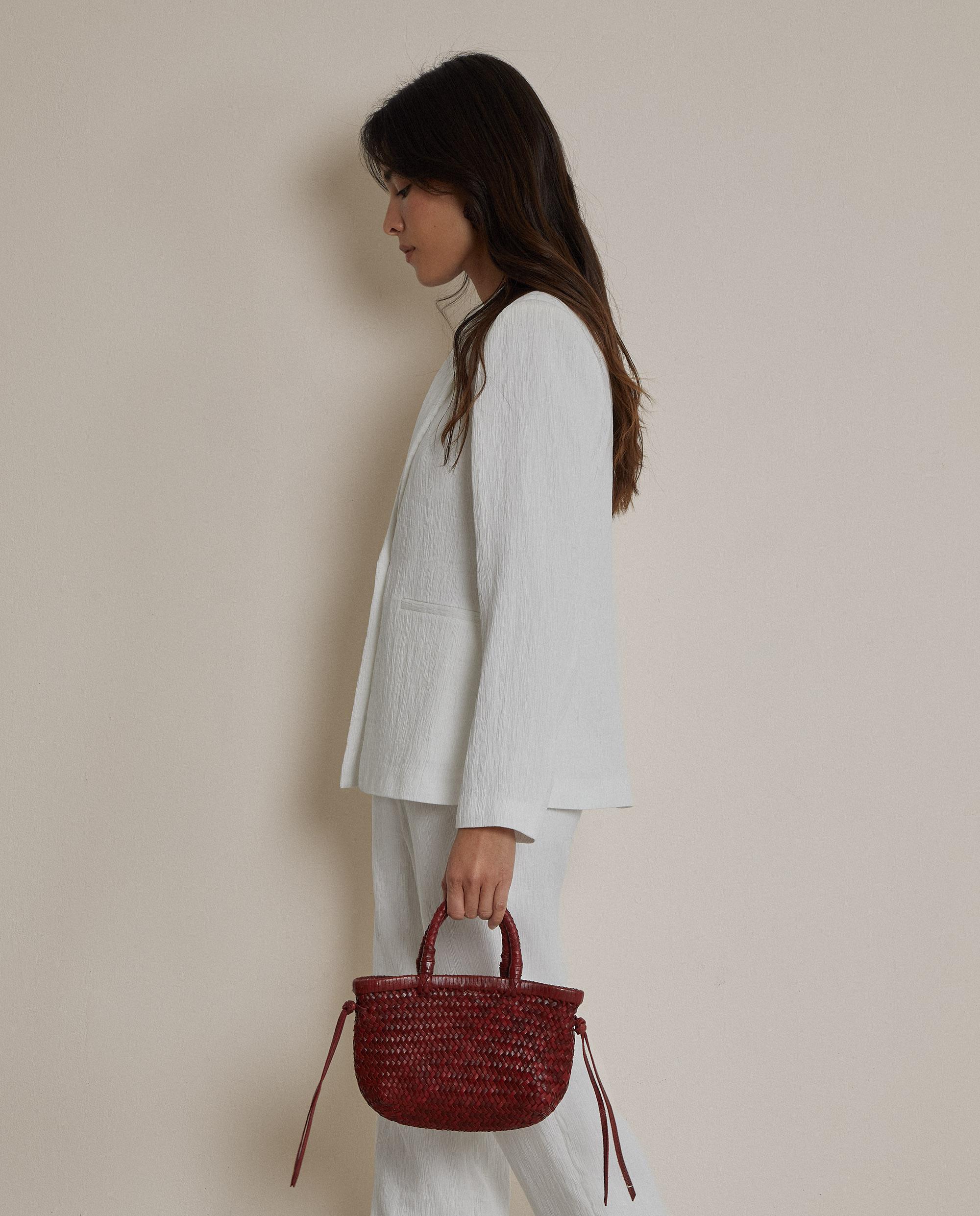 Blazer de mujer con textura y botonadura simple - Trucco - Blanco Blanco-2