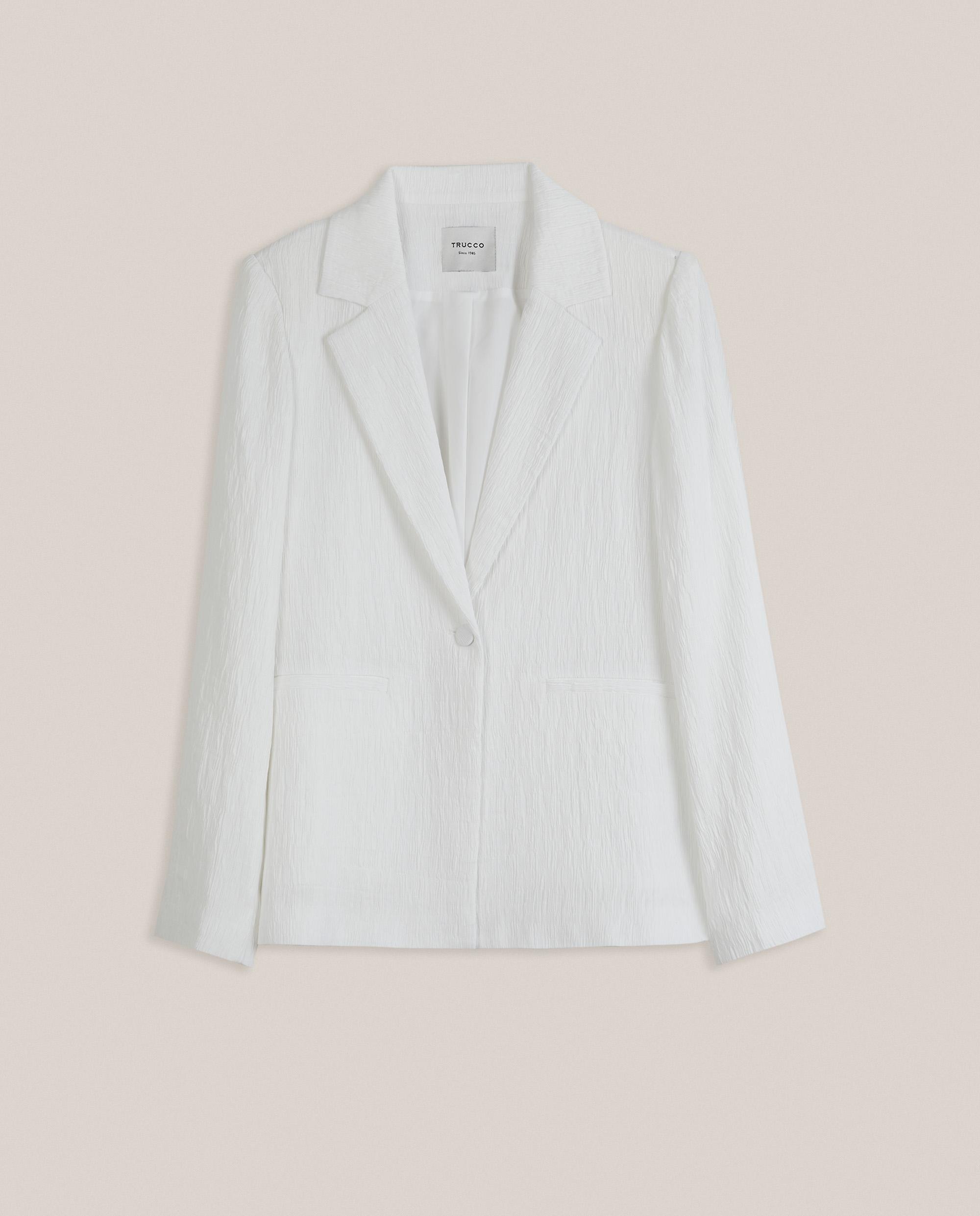 Blazer de mujer con textura y botonadura simple - Trucco - Blanco Blanco-4