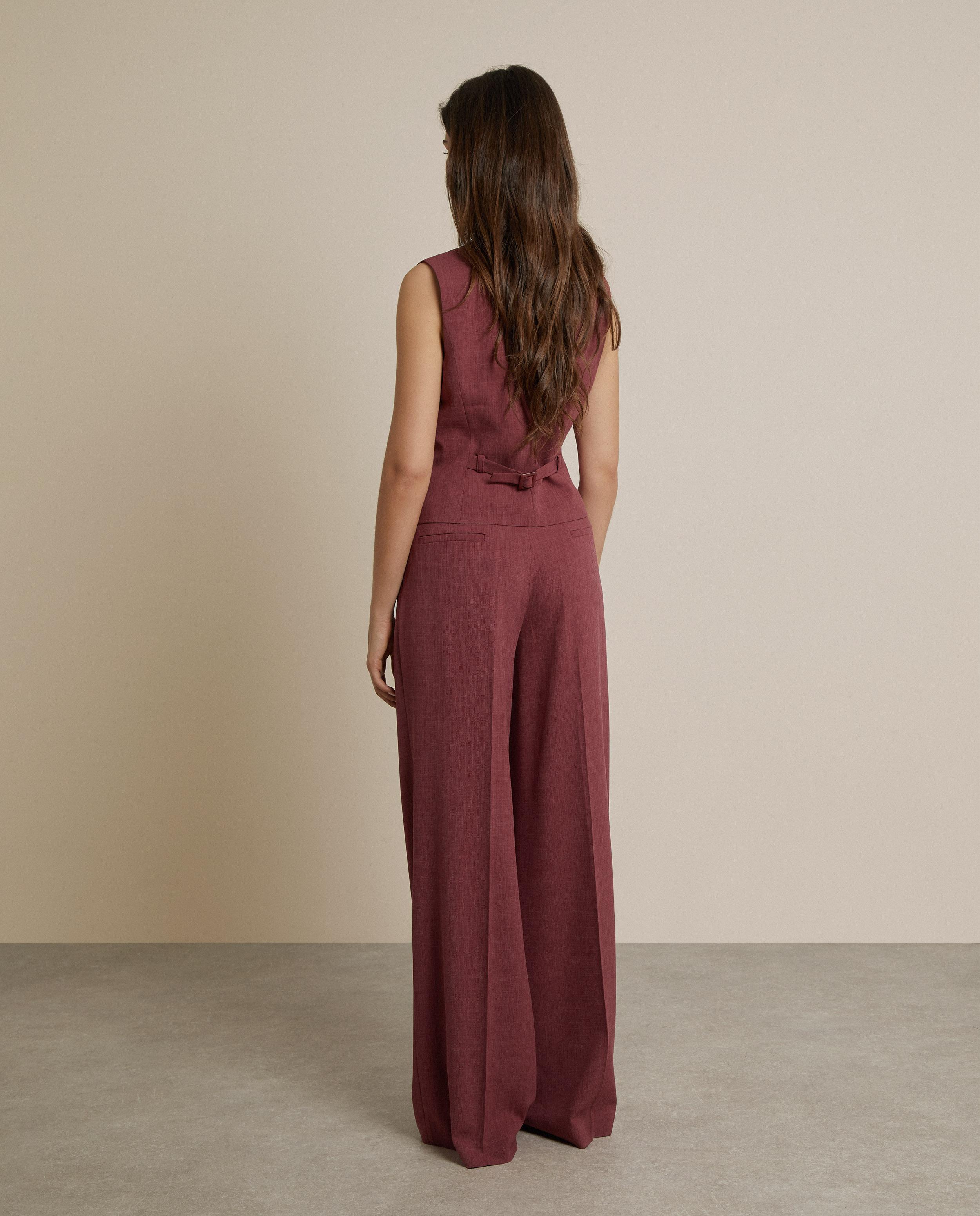 Pantalón ancho de mujer con pinzas de tiro alto - Trucco - Marsala Marsala-2