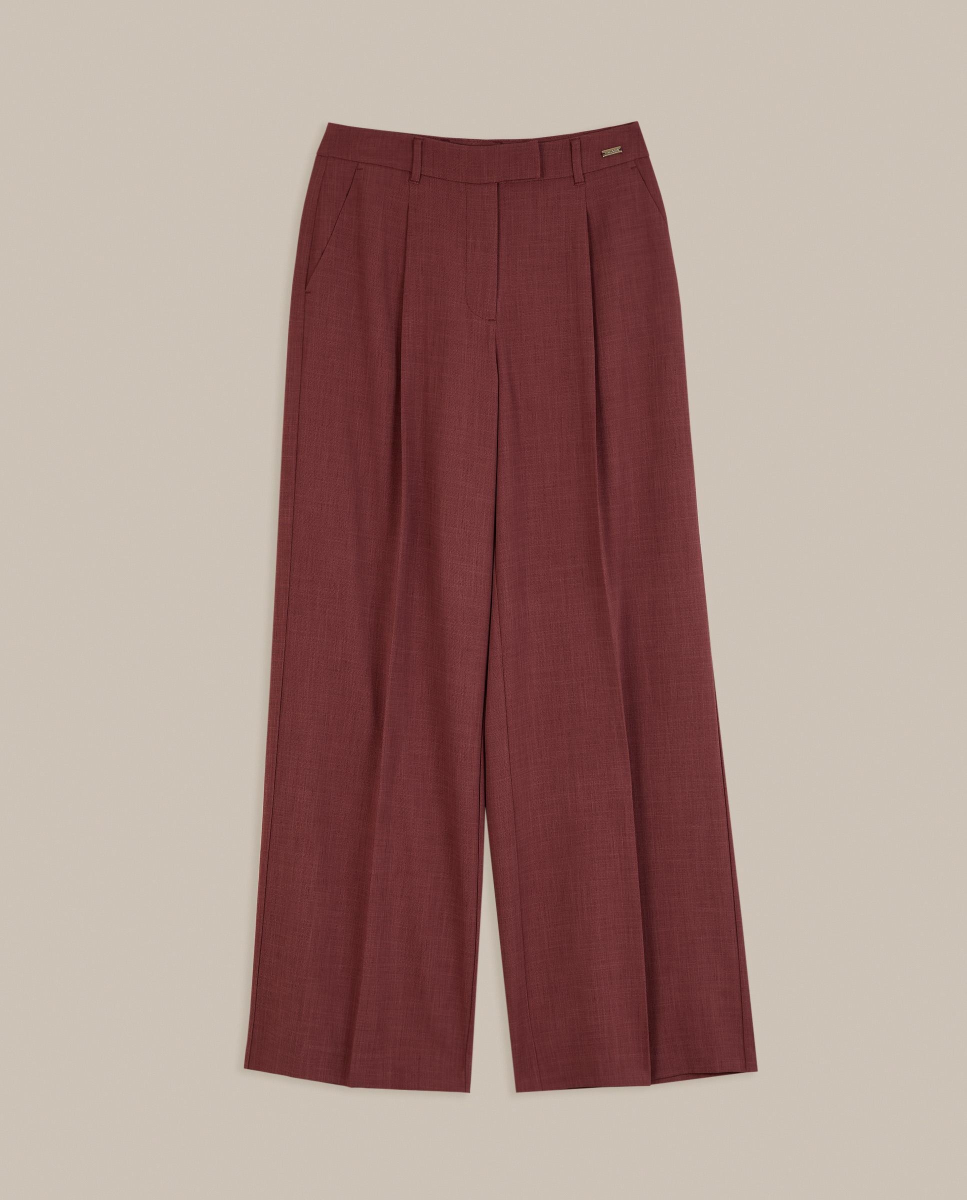 Pantalón ancho de mujer con pinzas de tiro alto - Trucco - Marsala Marsala-4
