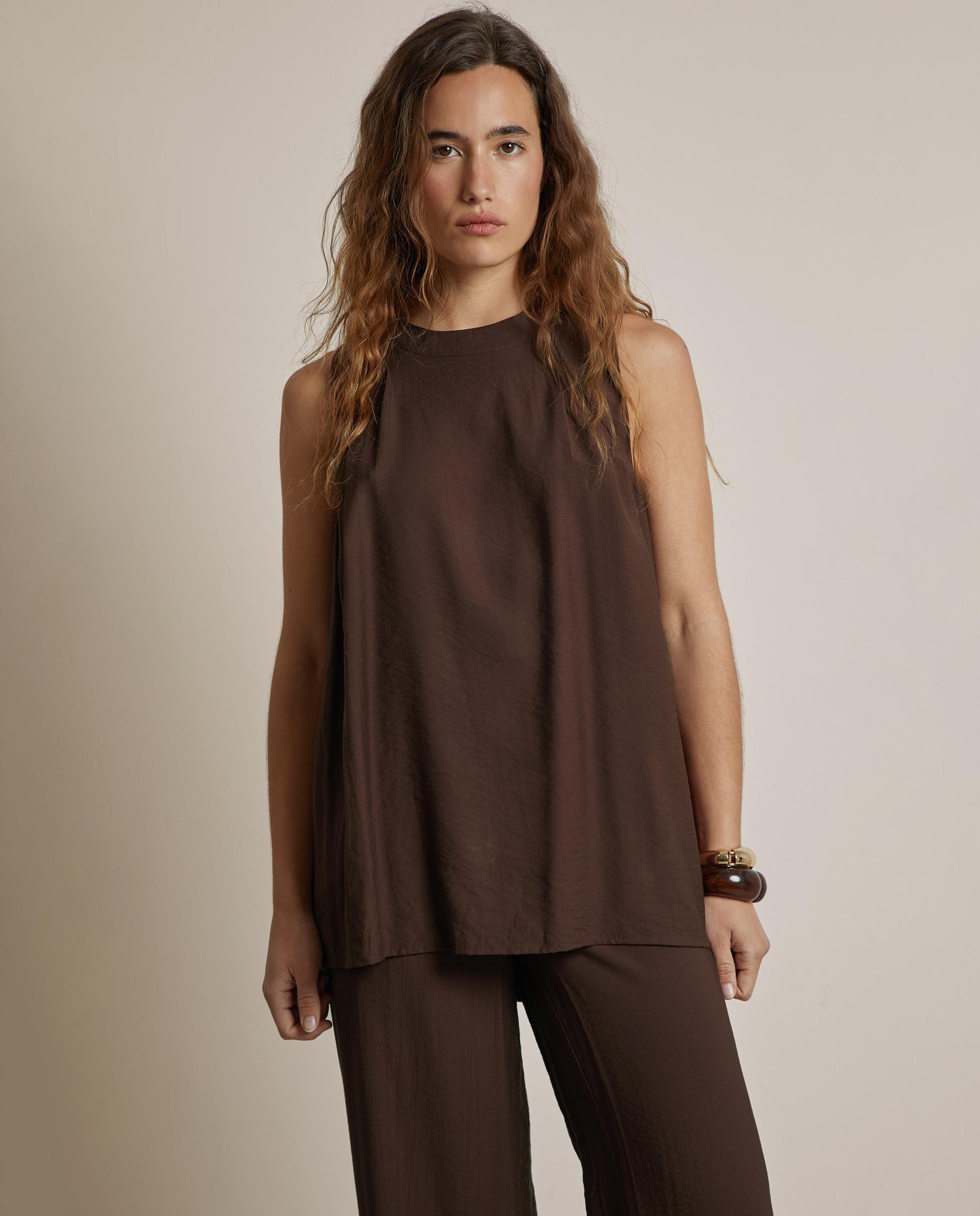 Blusa de mujer fluida sin mangas - Trucco - Moka Moka-1