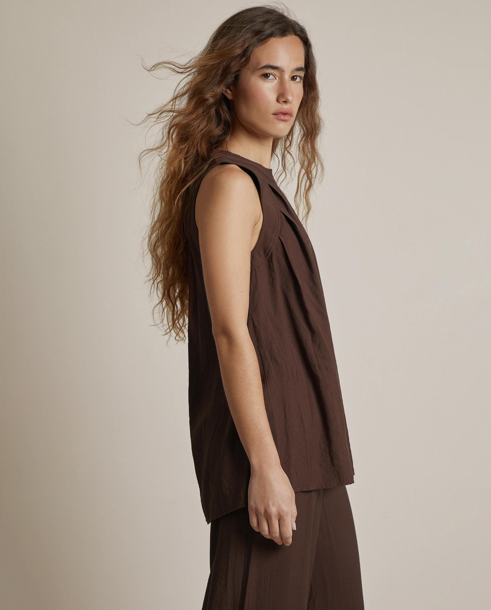 Blusa de mujer fluida sin mangas - Trucco - Moka Moka-3