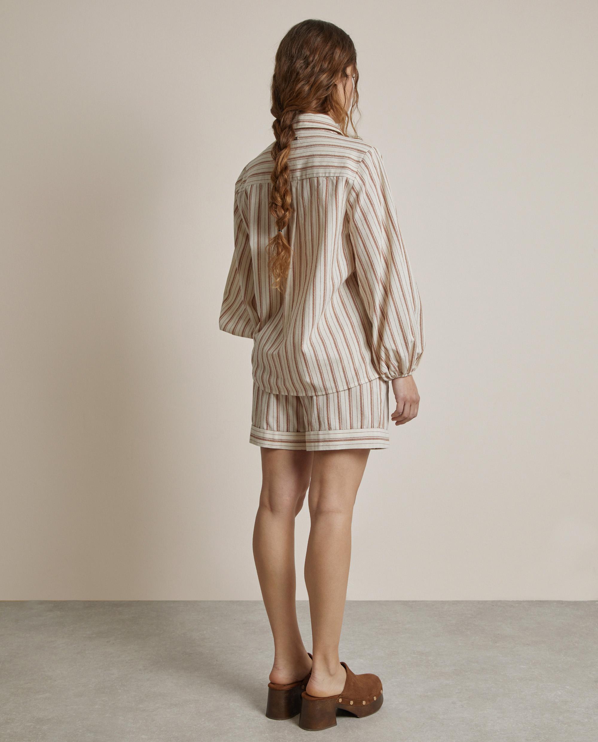 Bermudas de mujer 100% de algodón con rayas - Trucco - Beige Beige-3