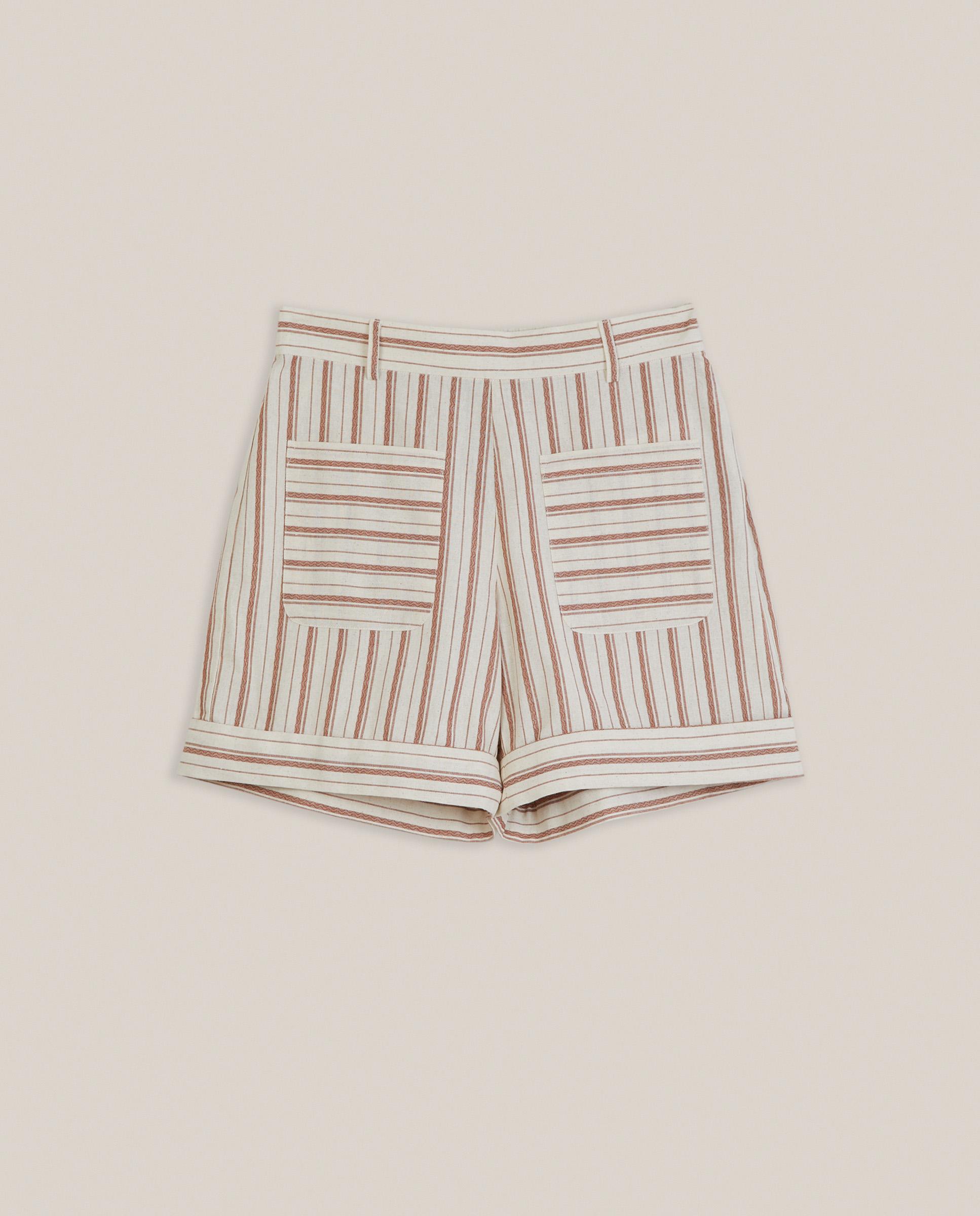 Bermudas de mujer 100% de algodón con rayas - Trucco - Beige Beige-4