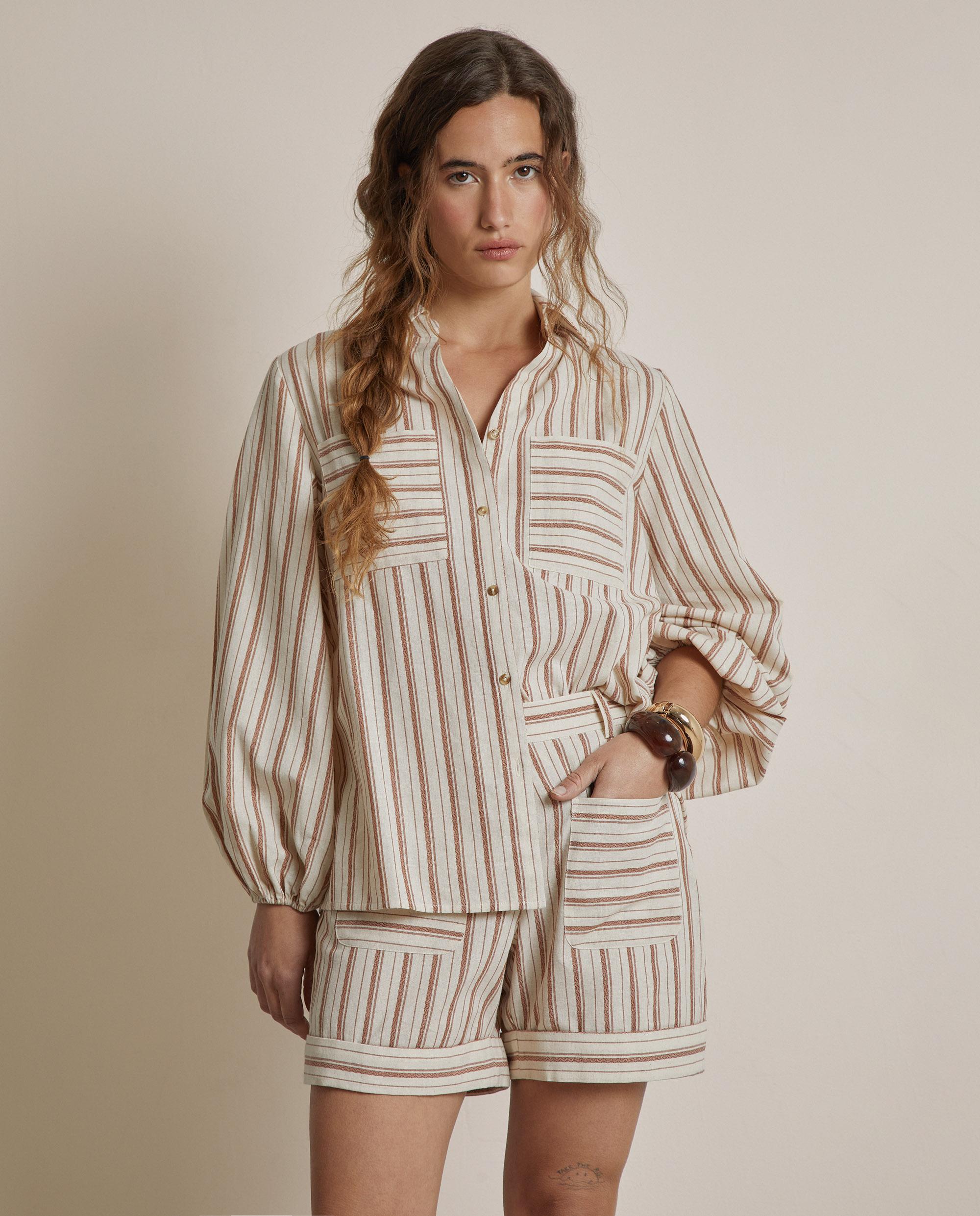 Trucco - Camisa de mujer 100% de algodón de rayas.