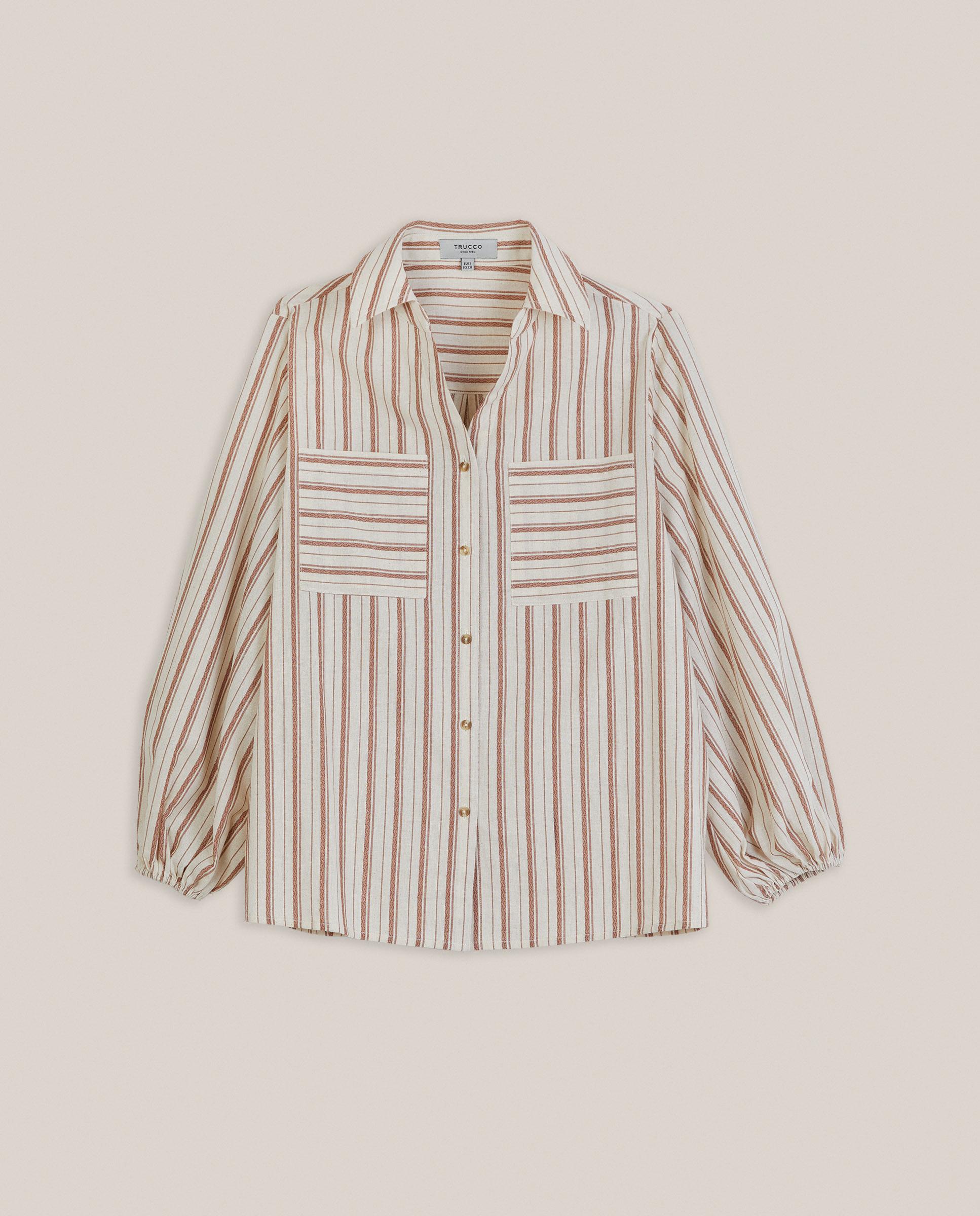 Camisa de mujer 100% de algodón de rayas - Trucco - Beige Beige-4
