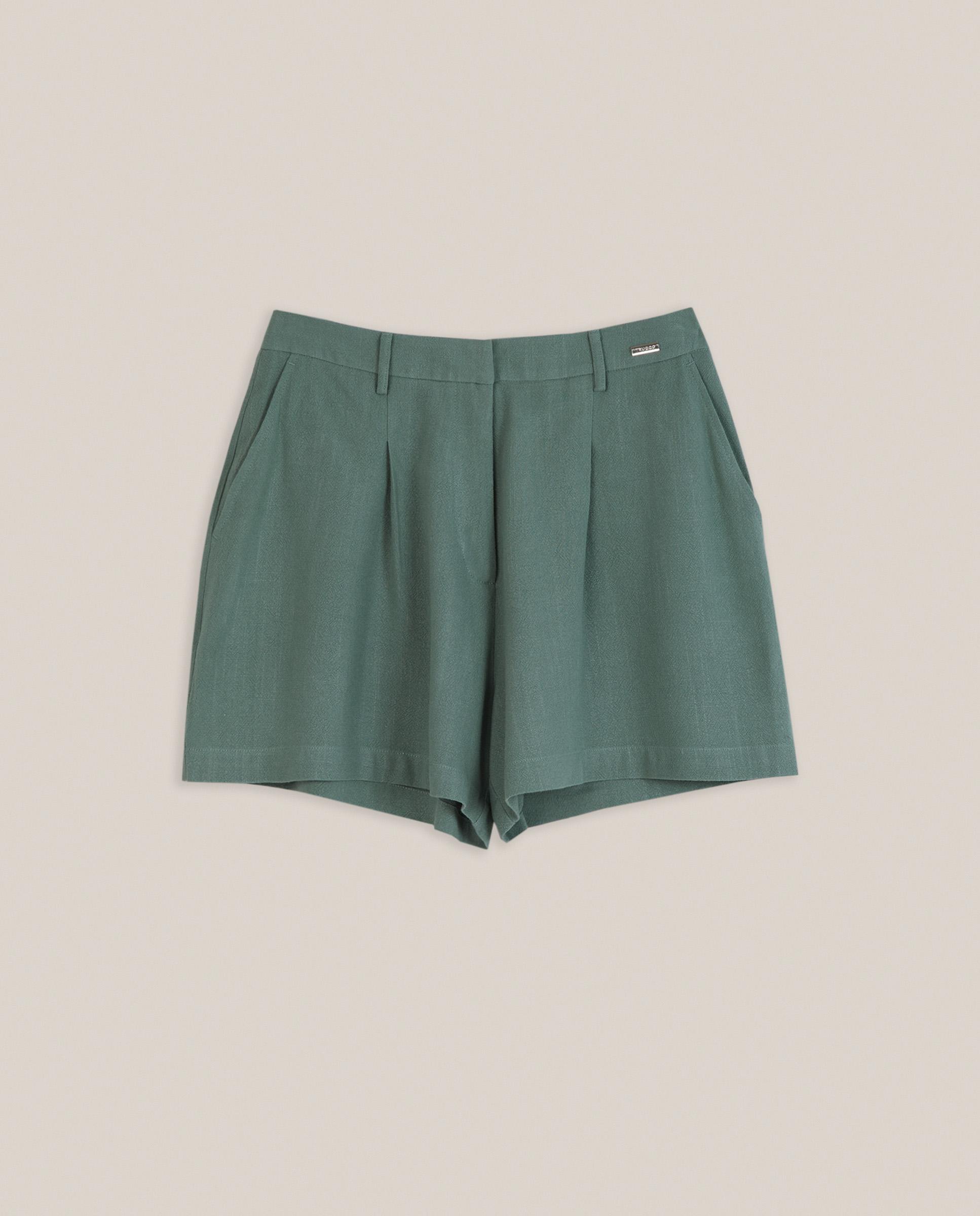 Bermudas de mujer de lino y algodón - Trucco - Verde Agua Verde Agua-4