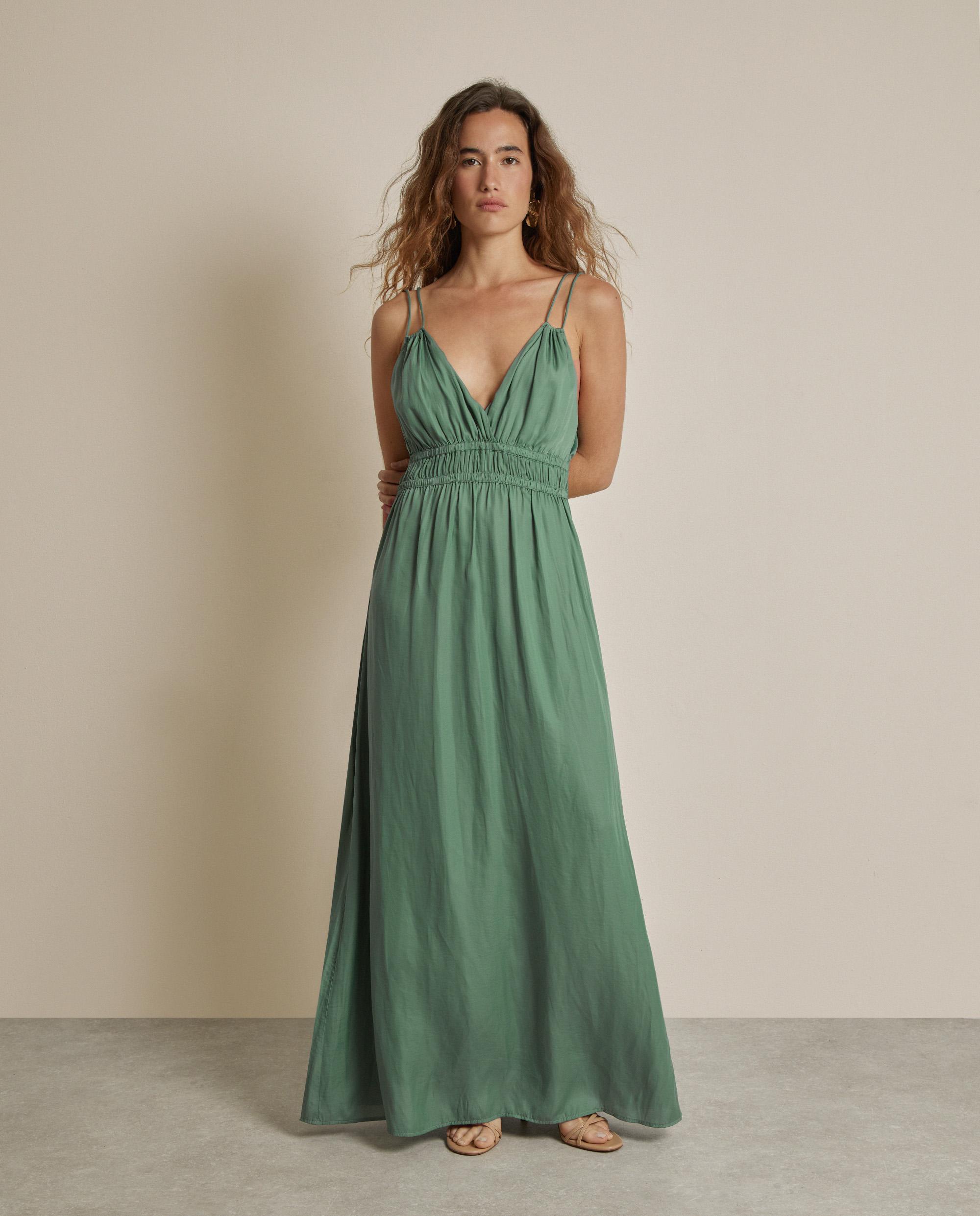 Trucco - Vestido largo con fruncido y doble tirante.