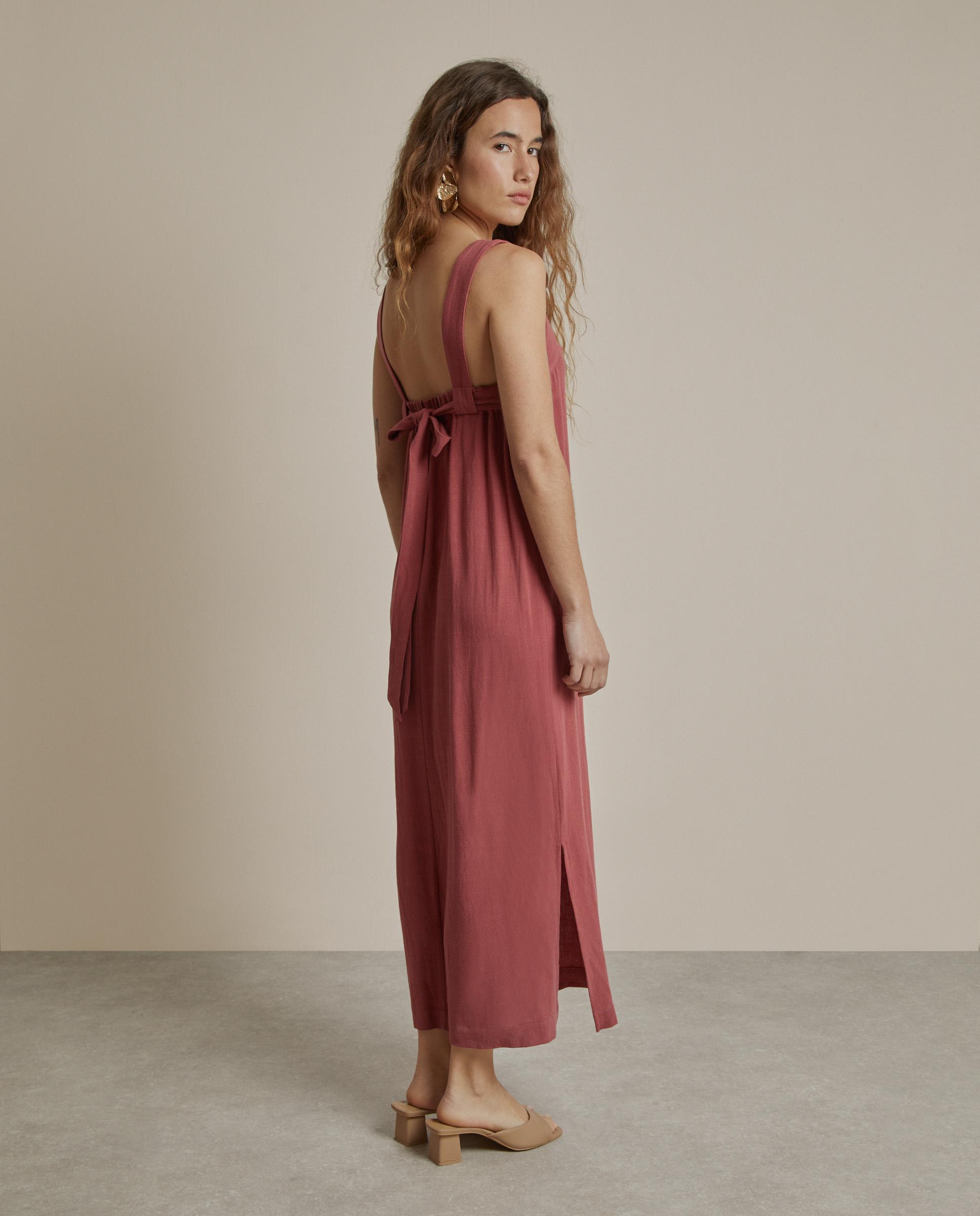 Vestido midi de tirantes con lazo en la espalda - Trucco - Marsala Marsala-2