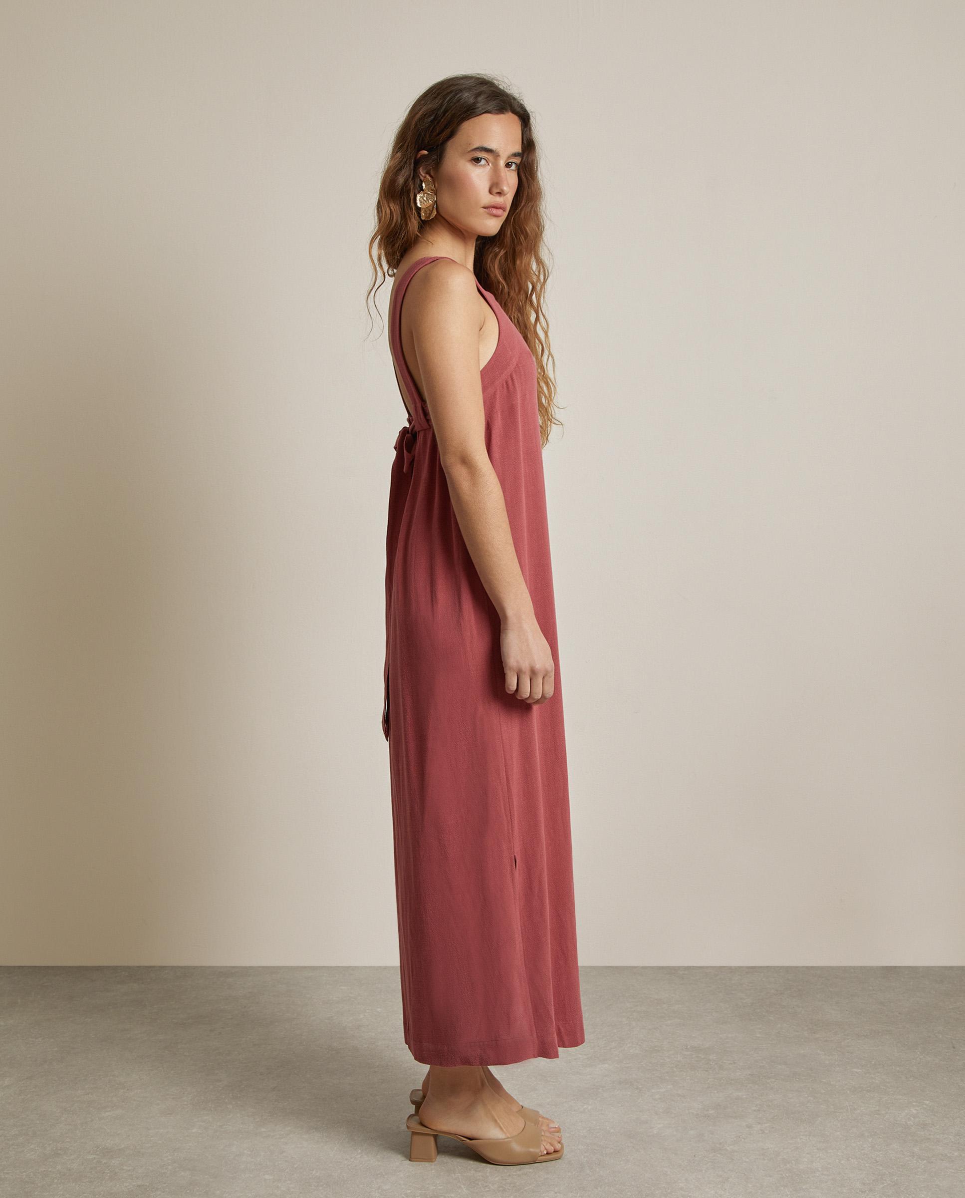 Vestido midi de tirantes con lazo en la espalda - Trucco - Marsala Marsala-3