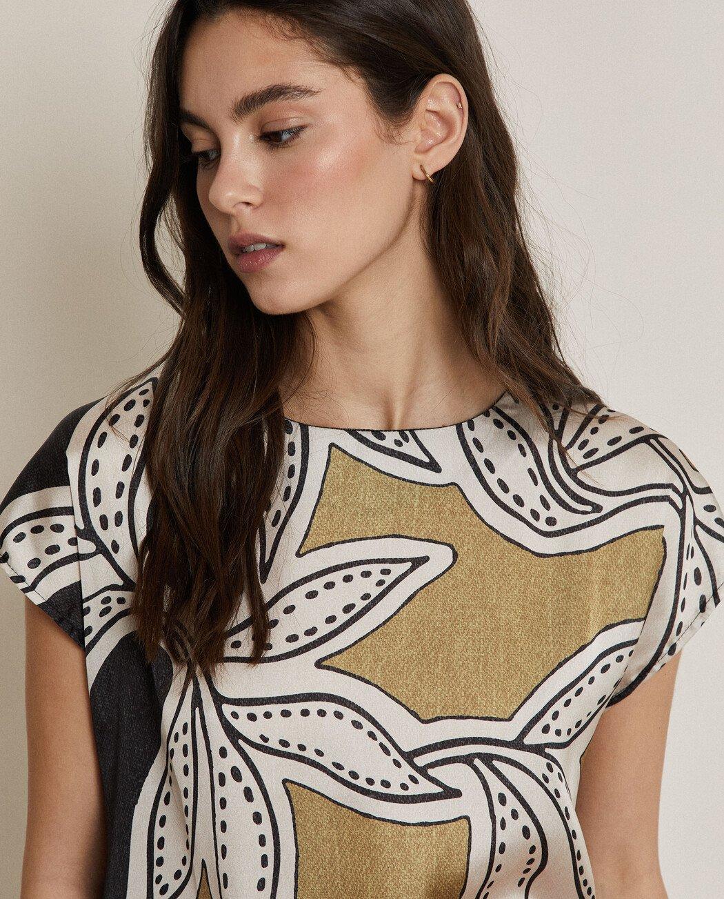 Camiseta de mujer estampada de manga corta - Trucco - Ocre Ocre-2