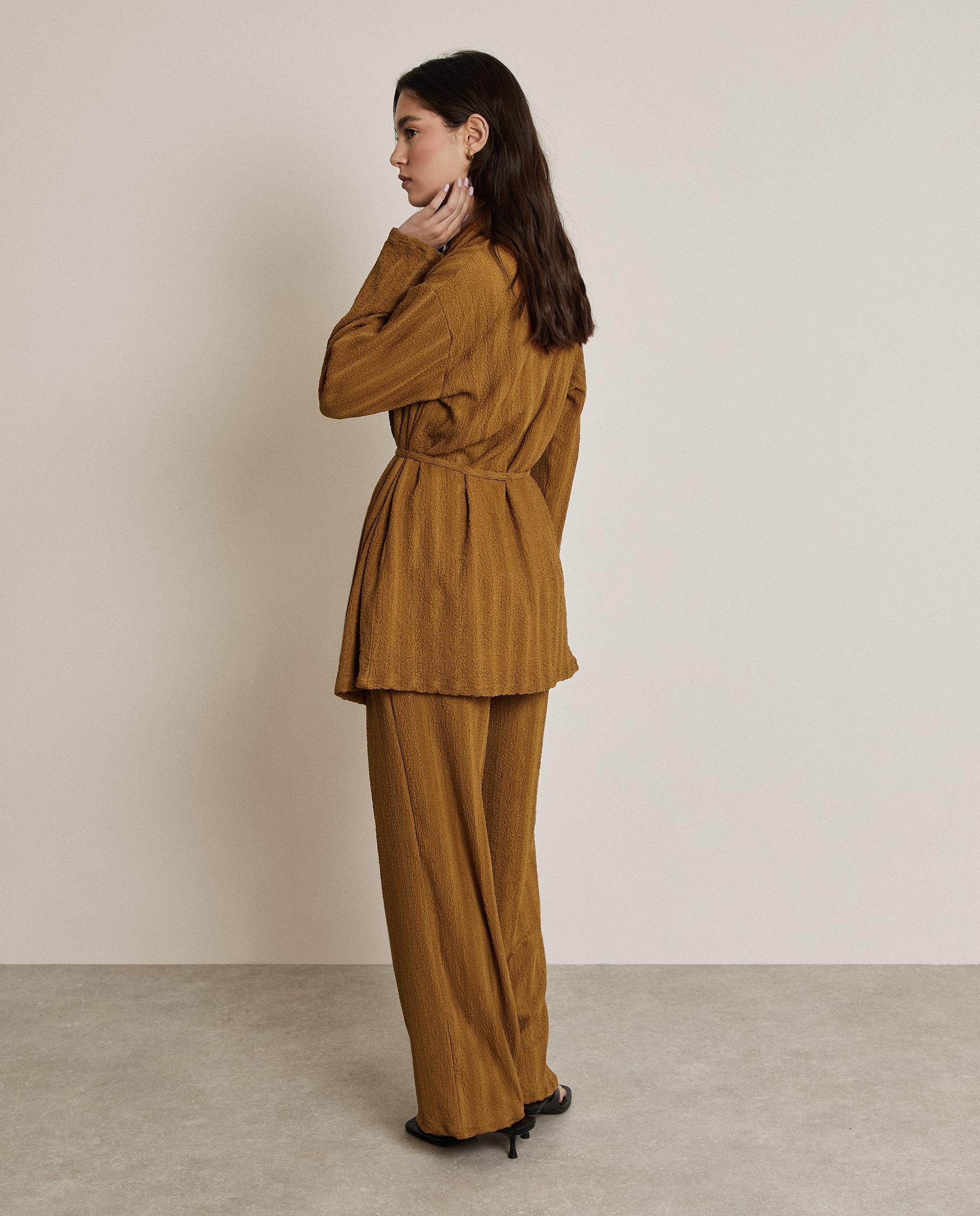 Chaqueta de mujer abierta texturizada - Trucco - Castaño claro Castaño claro-3